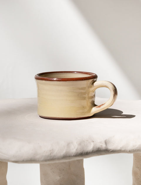Tender Half Height Coffee Mug Red Clay White Glaze