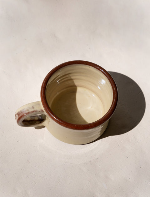 Tender Half Height Coffee Mug Red Clay White Glaze