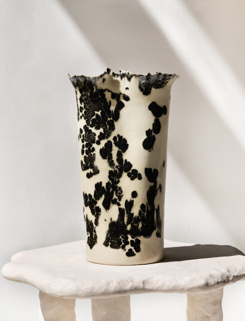 Nathalee Paolinelli Cylinder Vase Black Terrazzo
