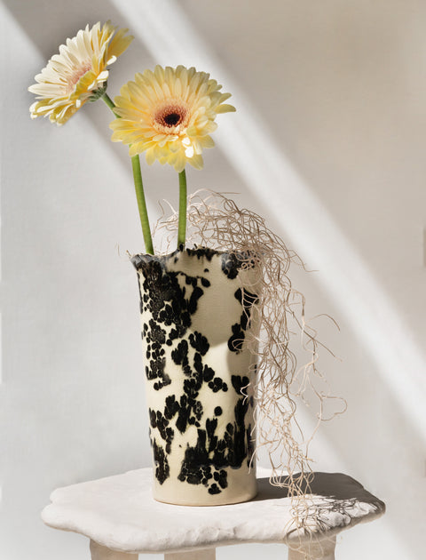 Nathalee Paolinelli Cylinder Vase Black Terrazzo