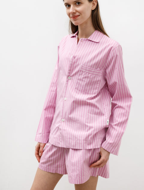 Tekla Poplin Pyjama Shirt Purple Pink Stripes