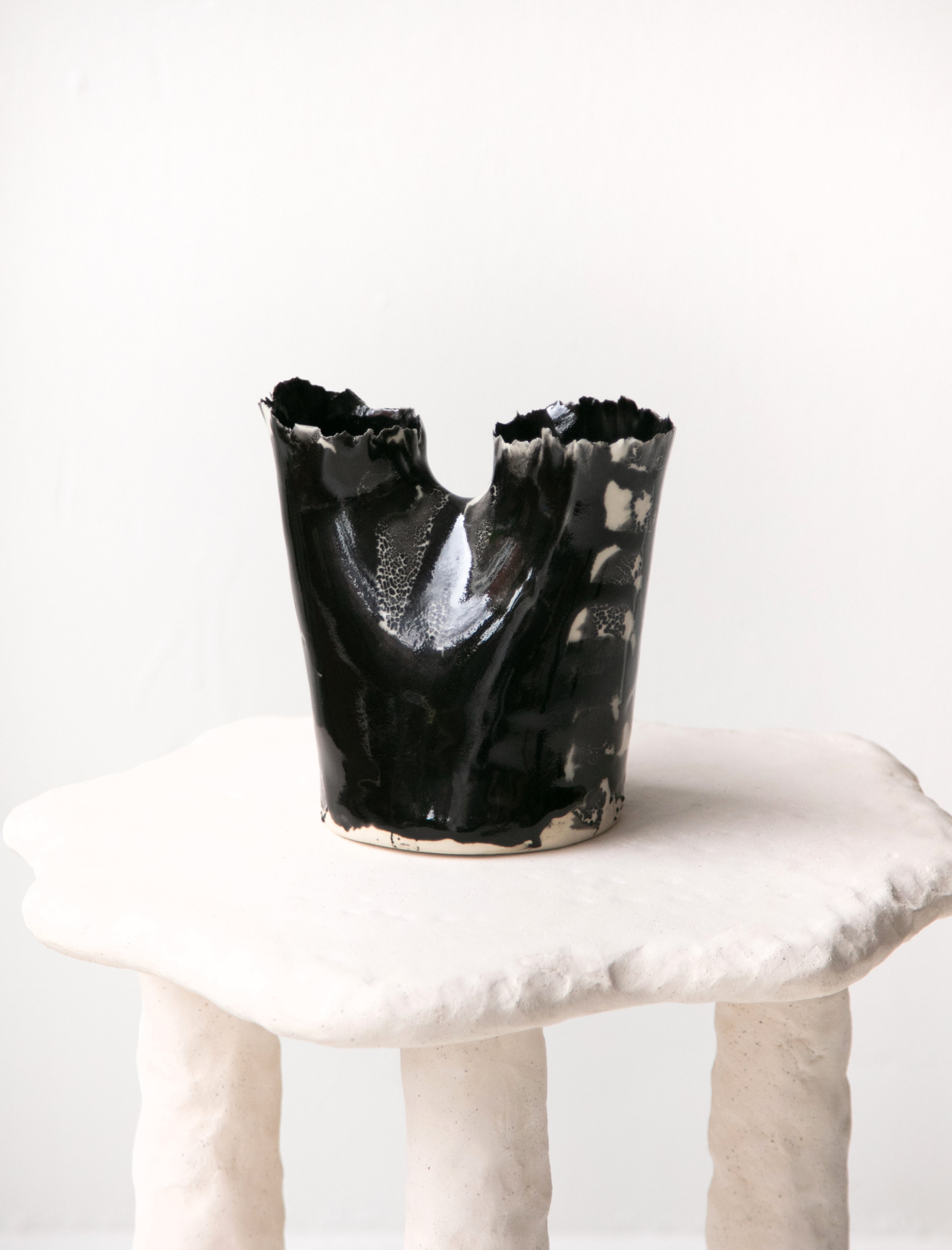 Nathalee Paolinelli Flute Vase Terrazzo Black Cream