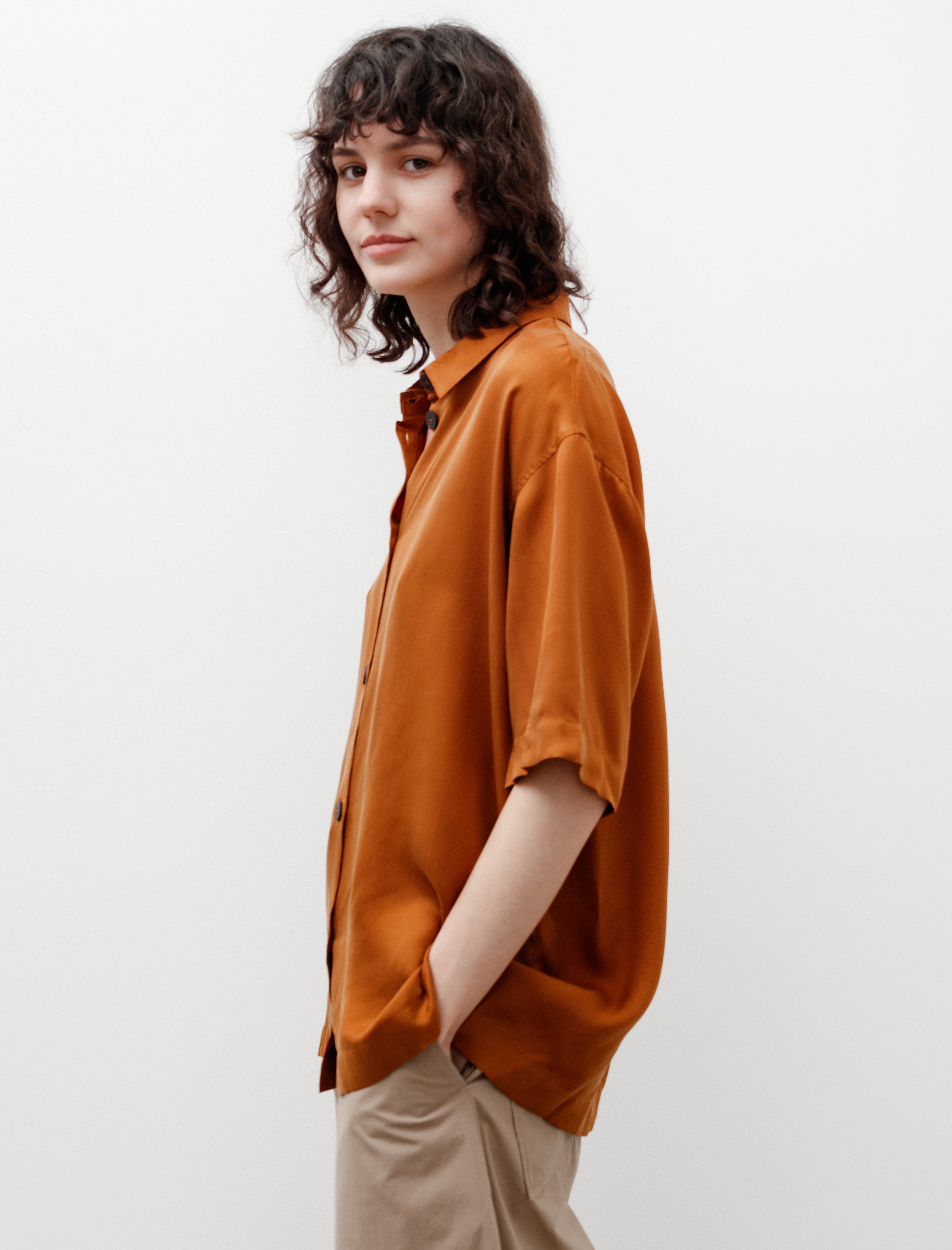 Studio Nicholson Piero Shirt Satin Cupro Amber