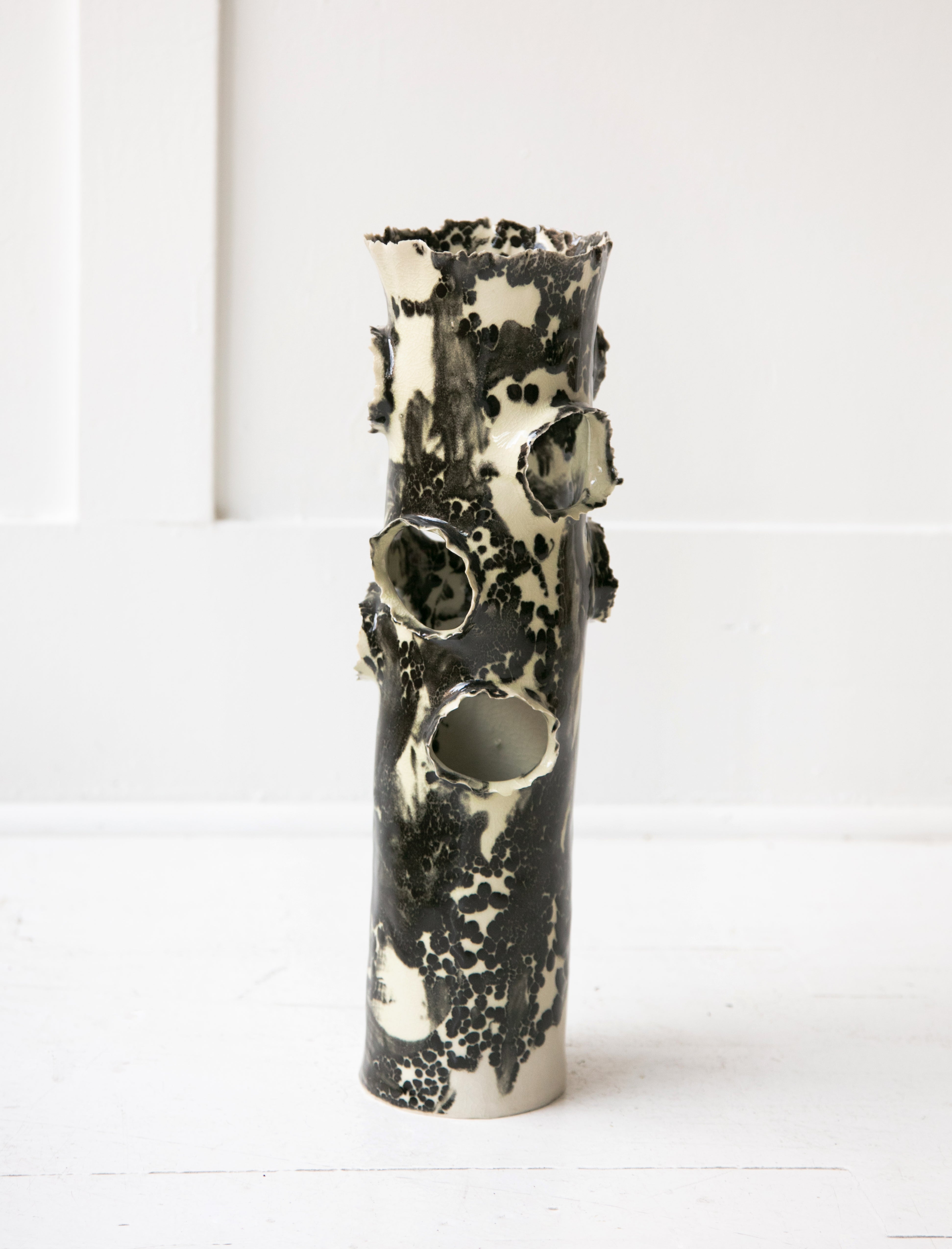 Nathalee Paolinelli Tall Roosting Vase Cream w/ Black Terrazzo