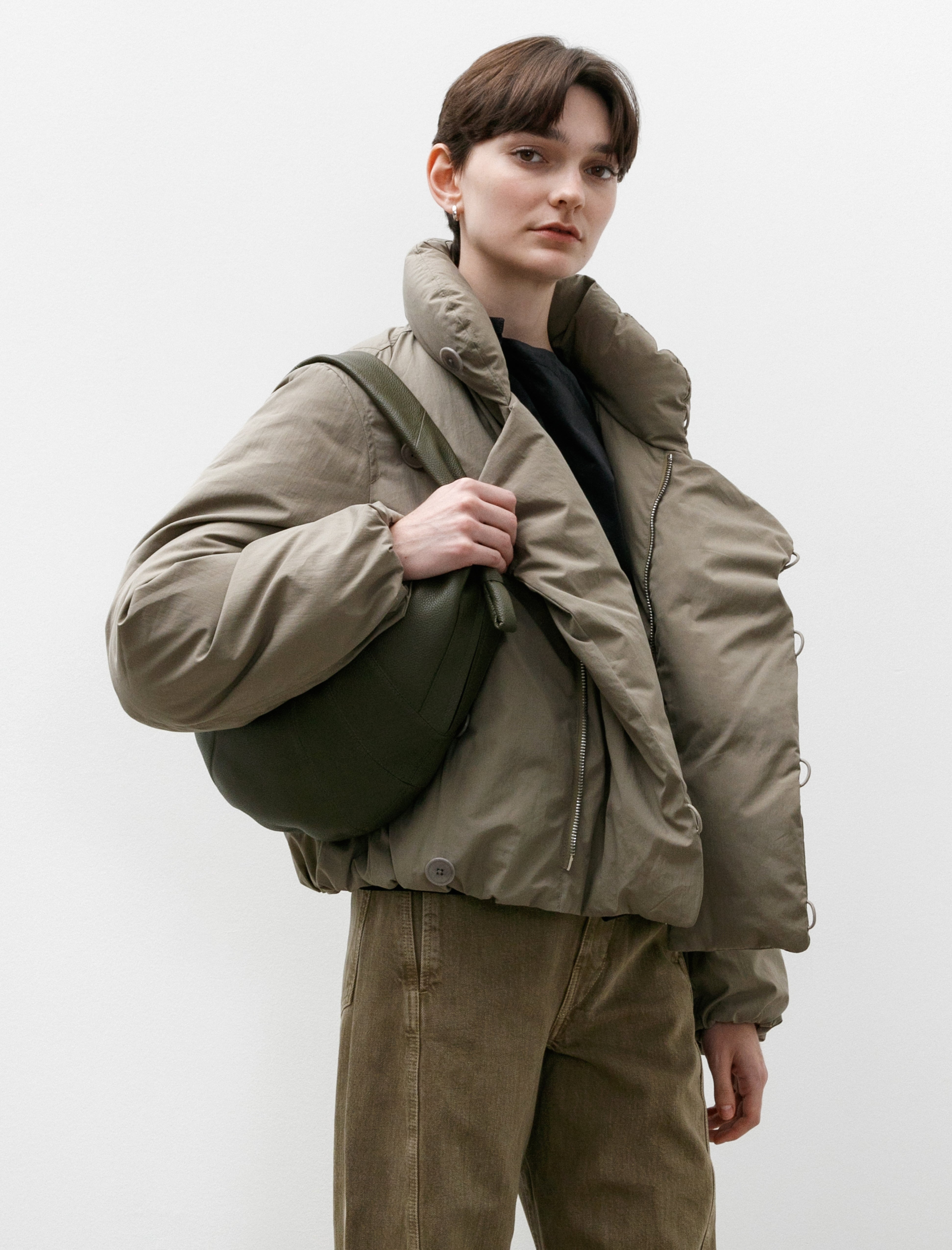 Lemaire Fortune Croissant Bag Dark Moss