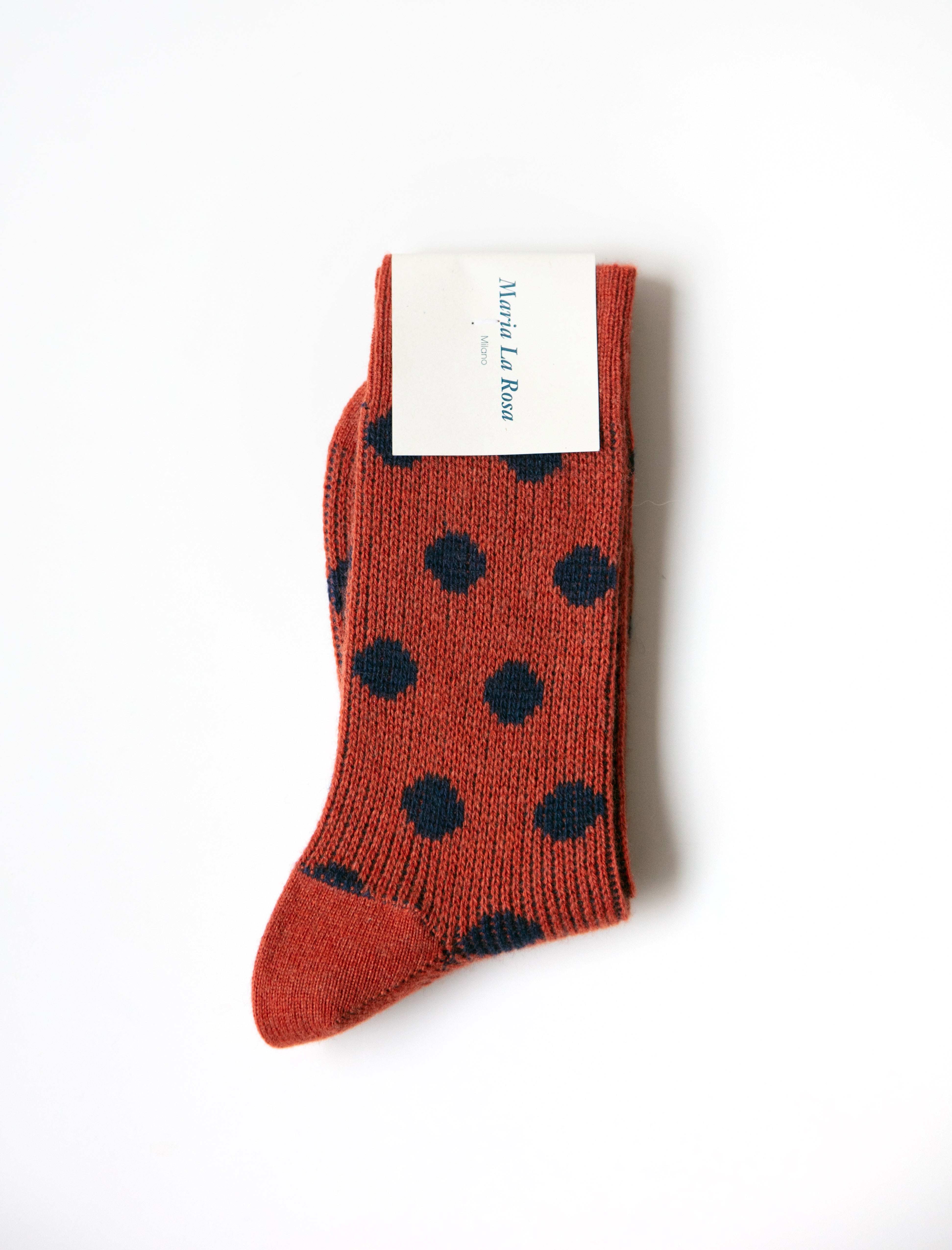 Maria La Rosa Cashmere Polka Dot Socks Rust