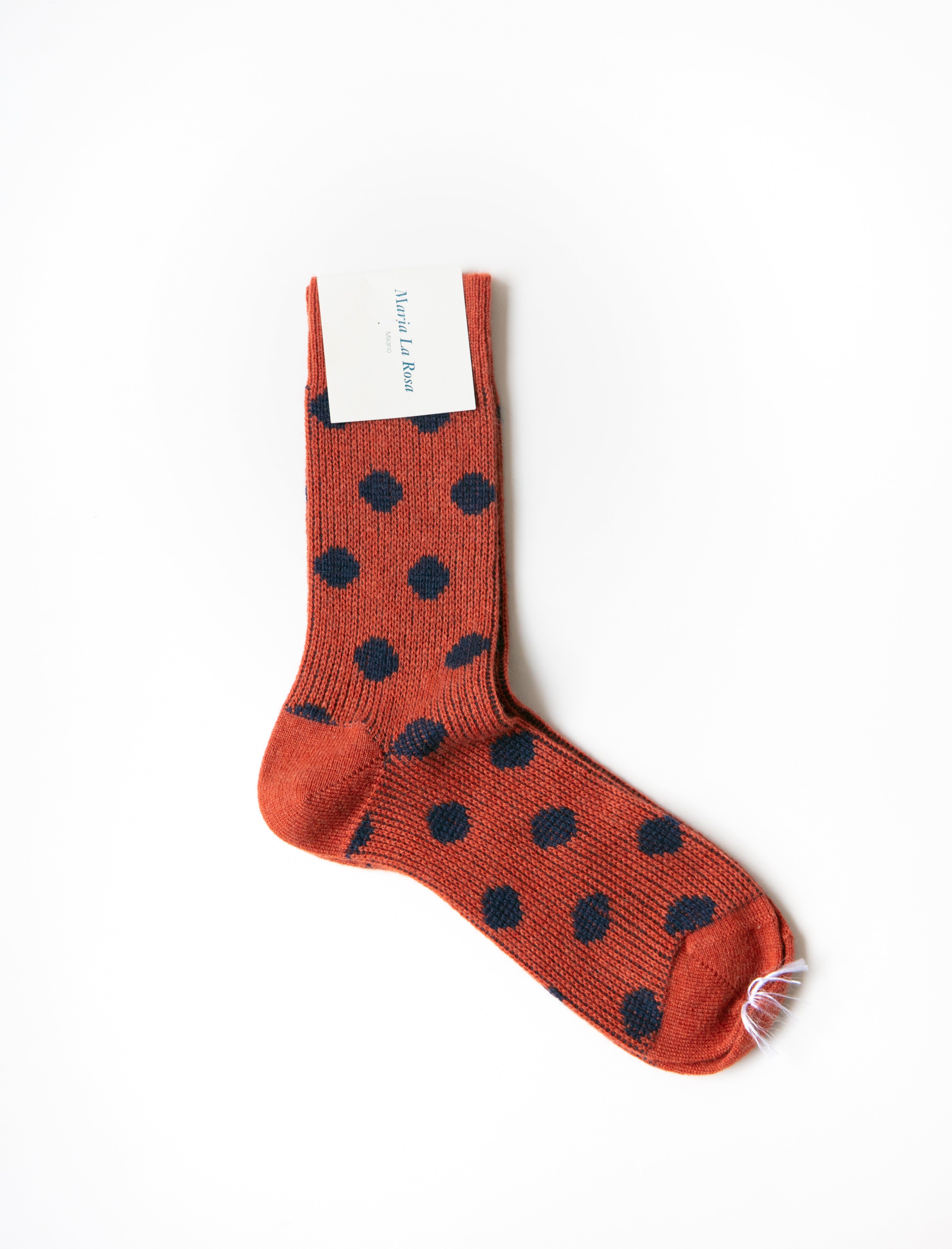 Maria La Rosa Cashmere Polka Dot Socks Rust