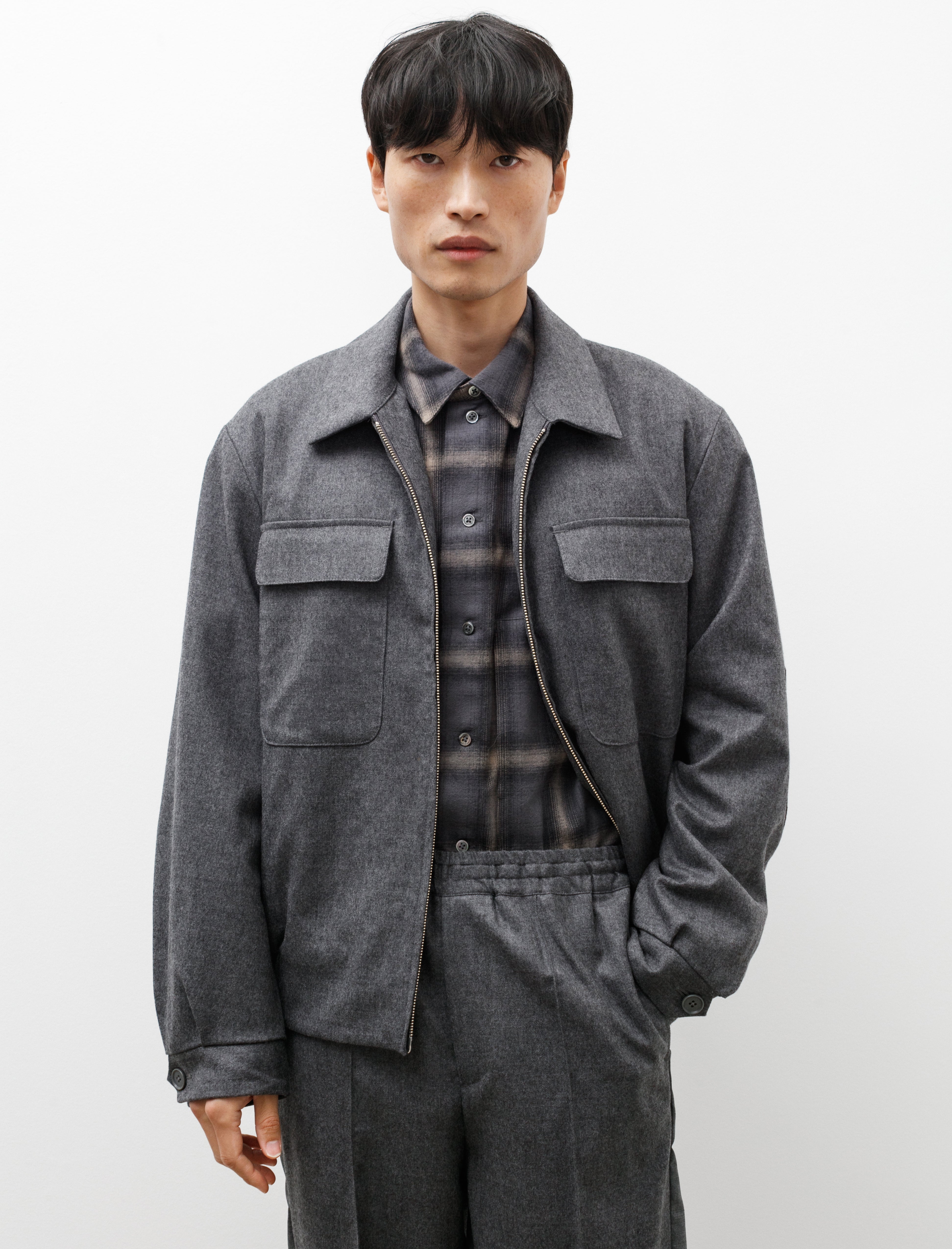 Polyploid Swing Top C Jacket Grey Melange Wool
