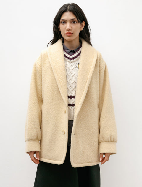 Auralee Brushed Alpaca Wool Melton Half Coat Beige