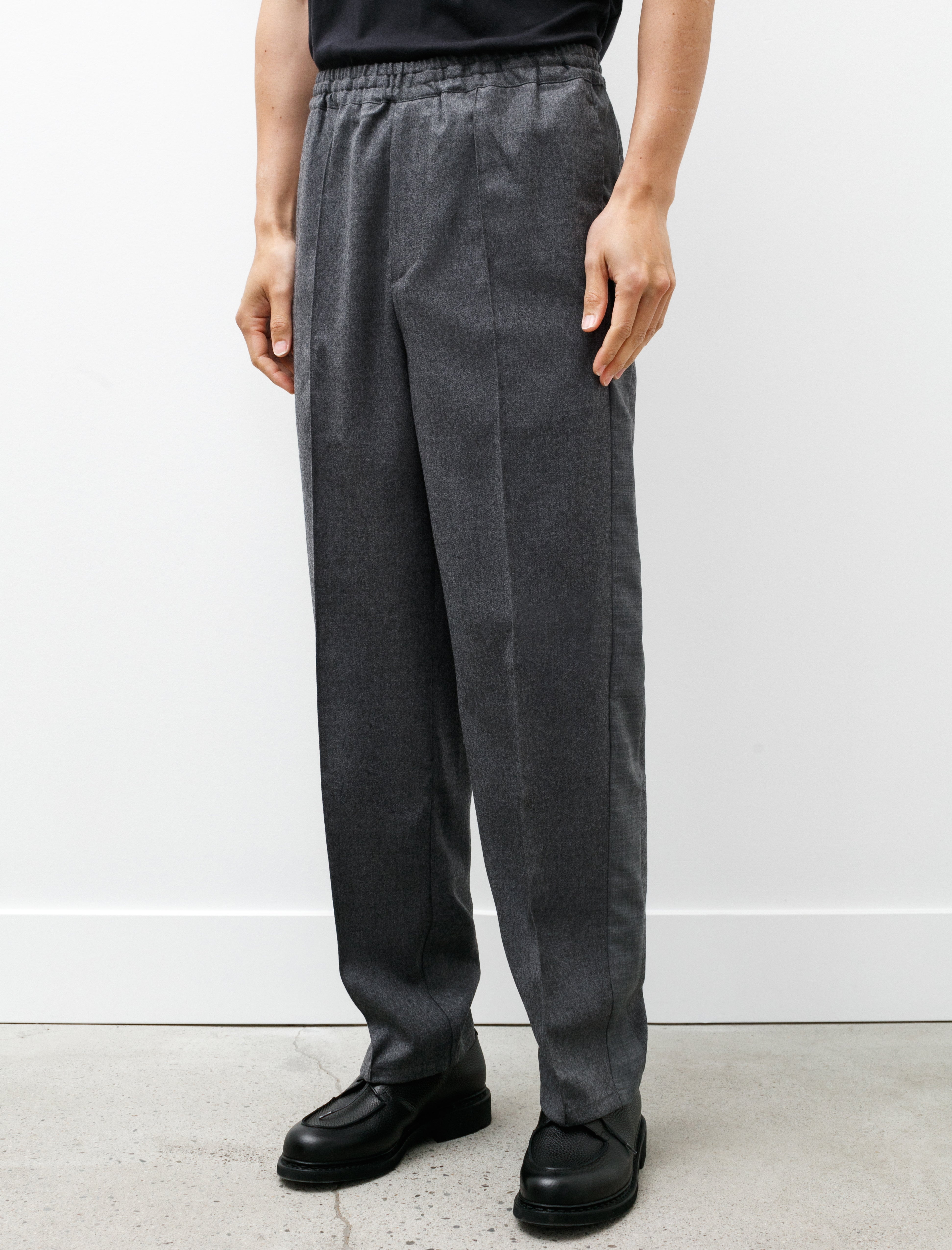 Polyploid Side Line Pants B Grey Melange Wool