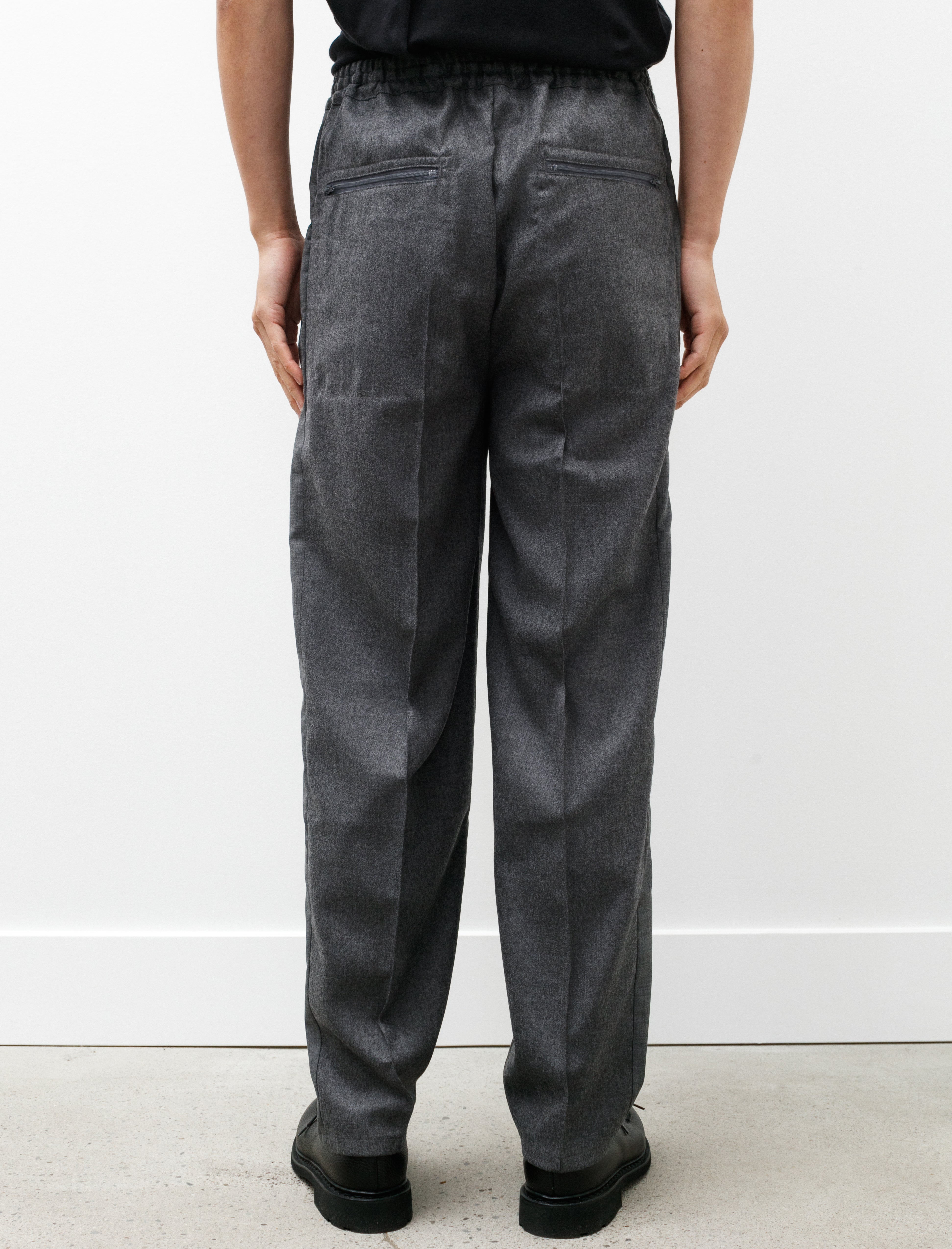 Polyploid Side Line Pants B Grey Melange Wool
