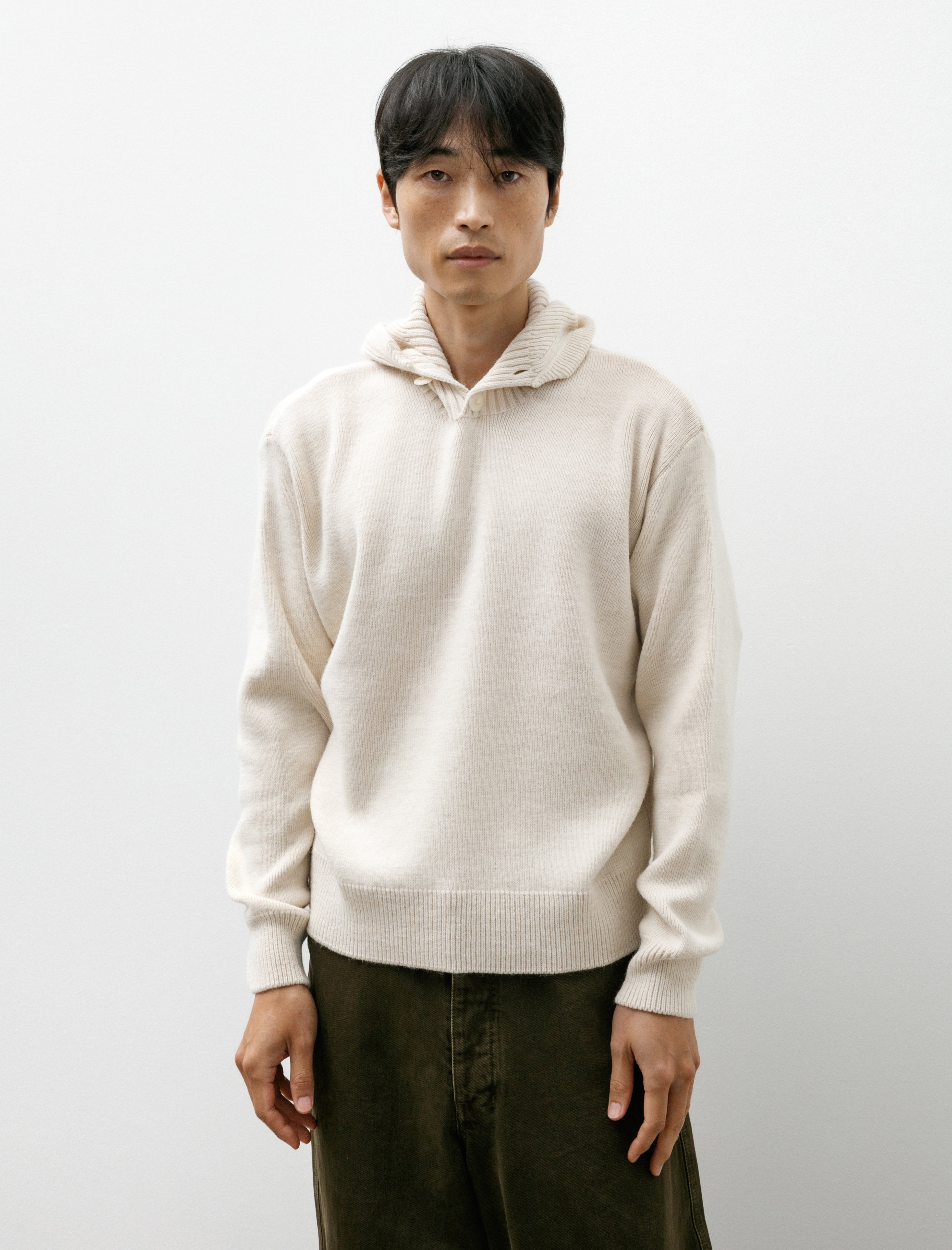 Lemaire Hooded Sweater Light Cream