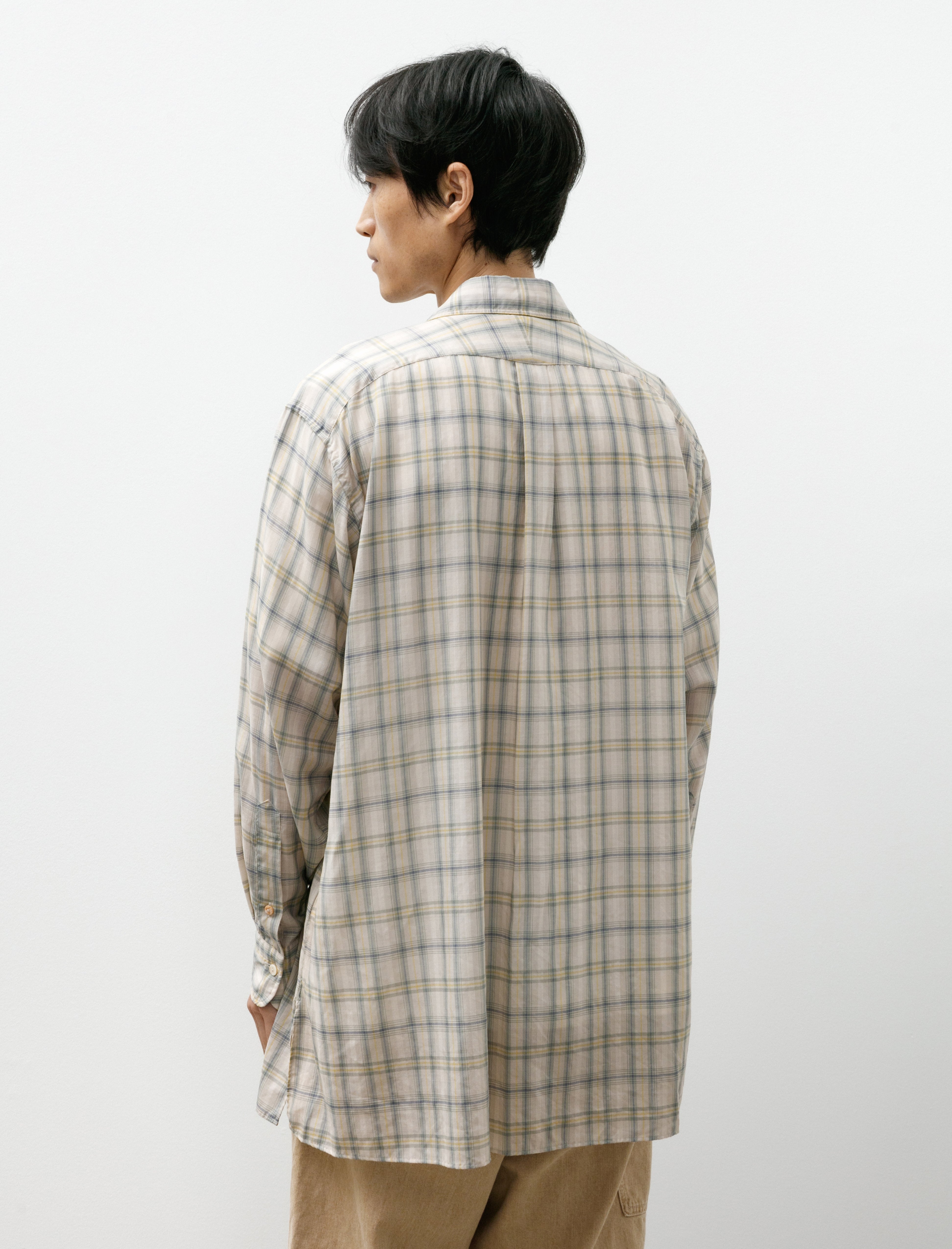 Maatee & Sons Work Shirt Check Fade Ivory