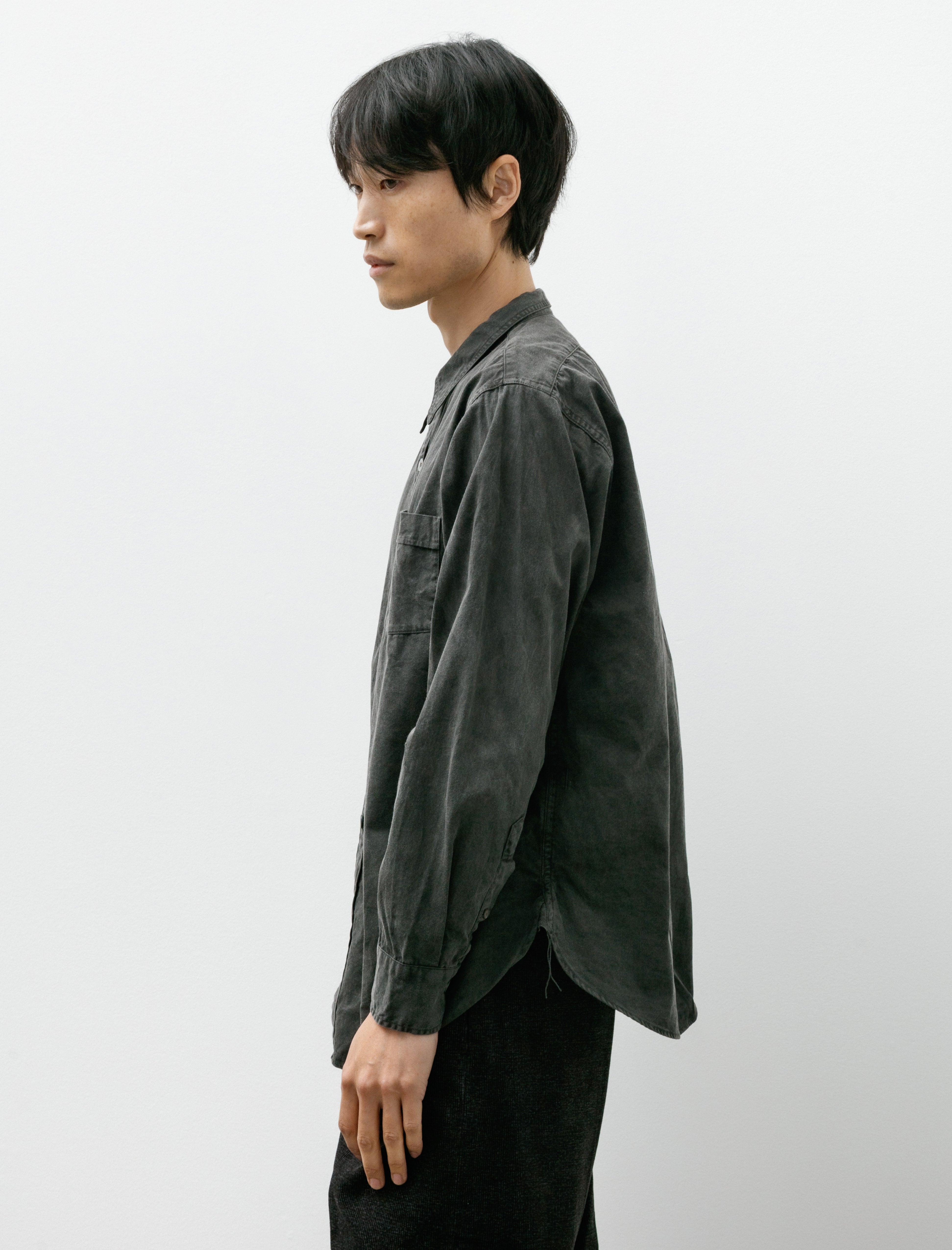 Taiga Takahashi Lot 106 Narrow Collar Shirt Sumi Dyed Black