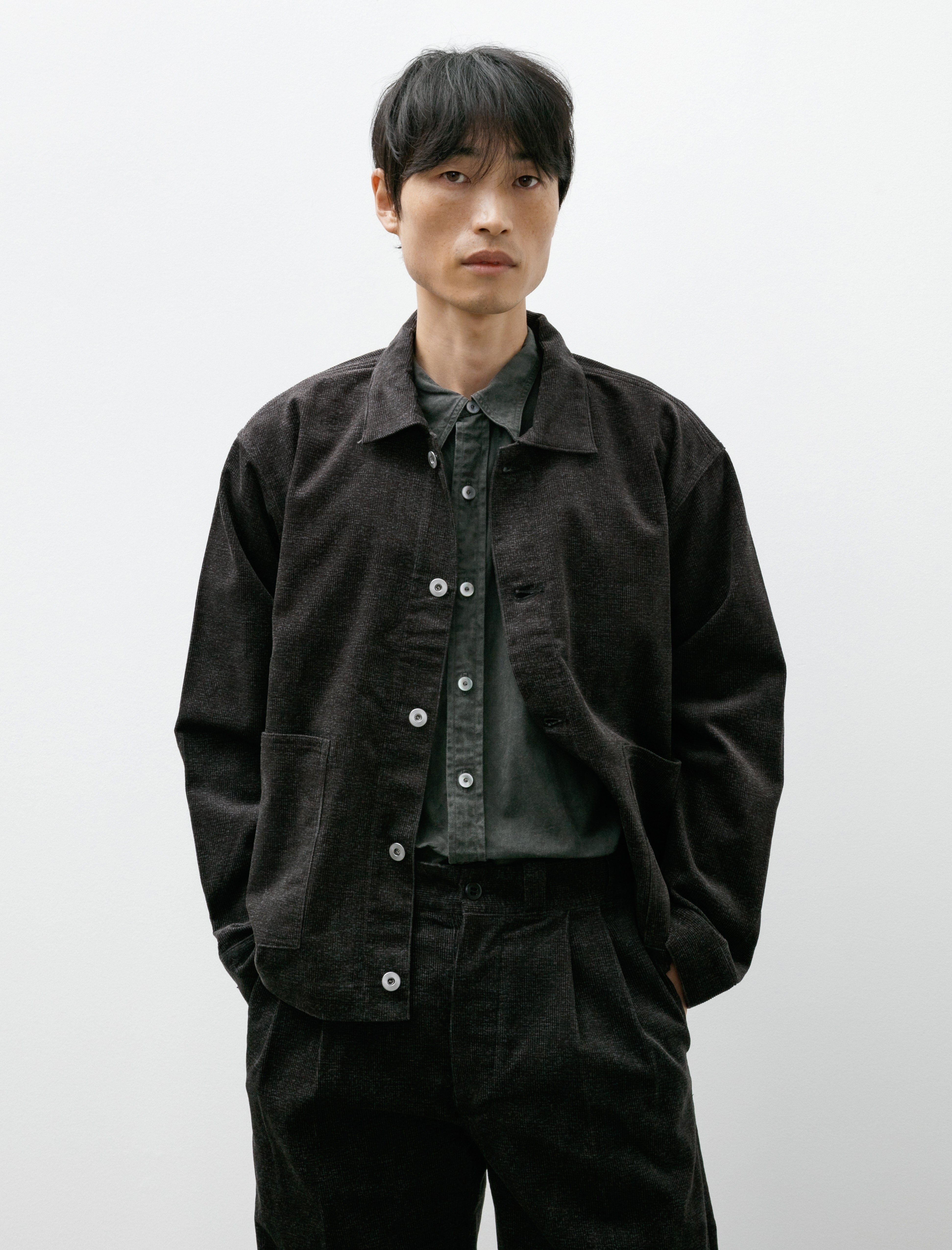 Taiga Takahashi Lot 303 Coverall Jacket Melange Charcoal