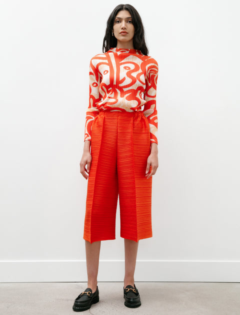 Pleats Please by Issey Miyake Thicker Bounce Pants Red Orange