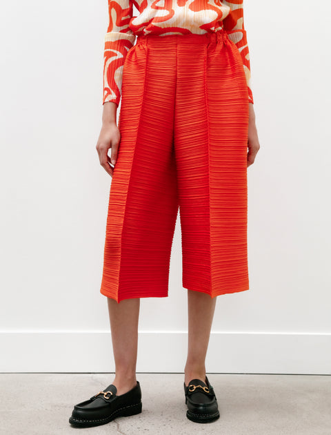 Pleats Please by Issey Miyake Thicker Bounce Pants Red Orange