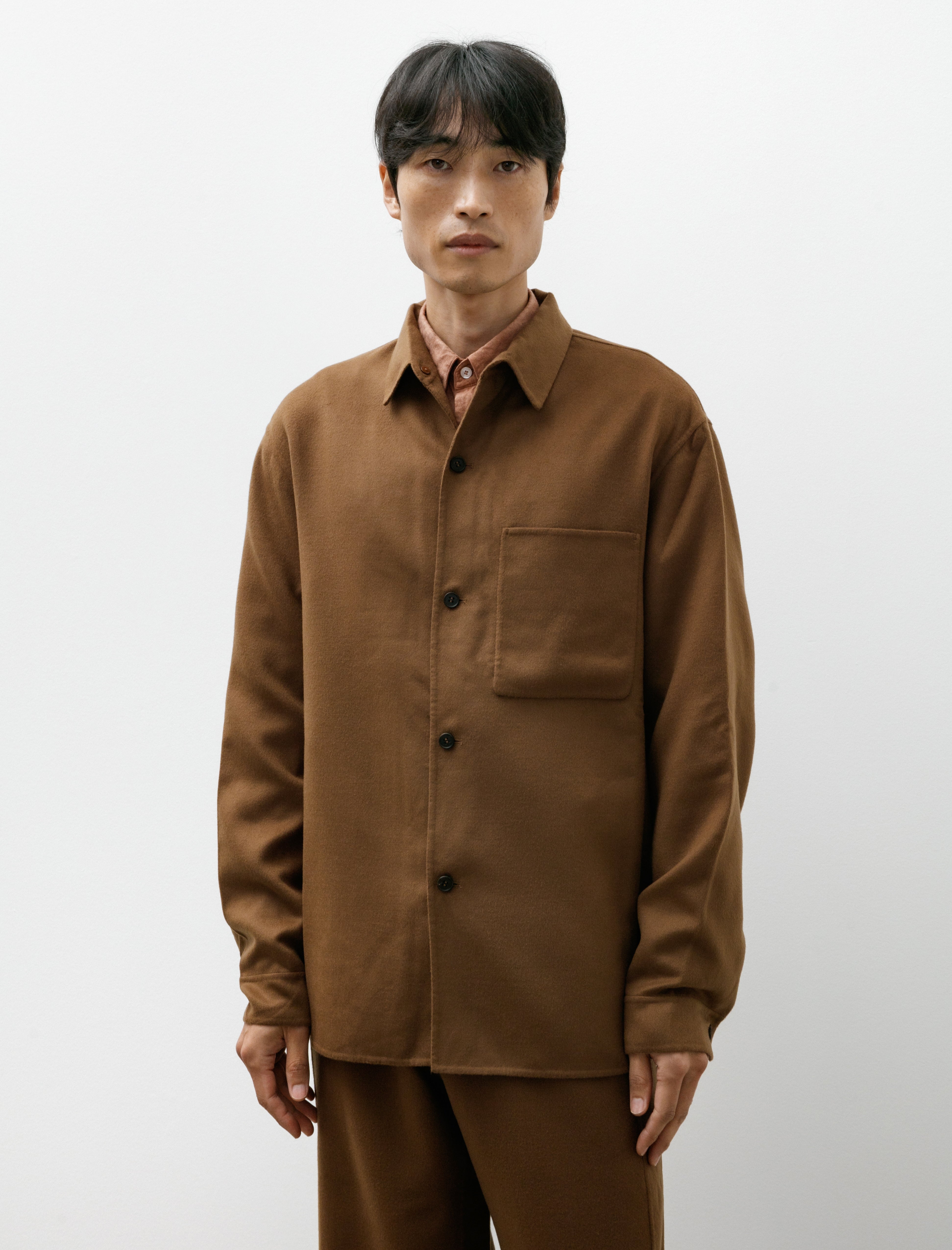 Seya Light Double Face Shirt Super Fine 110 Merino Squirrel