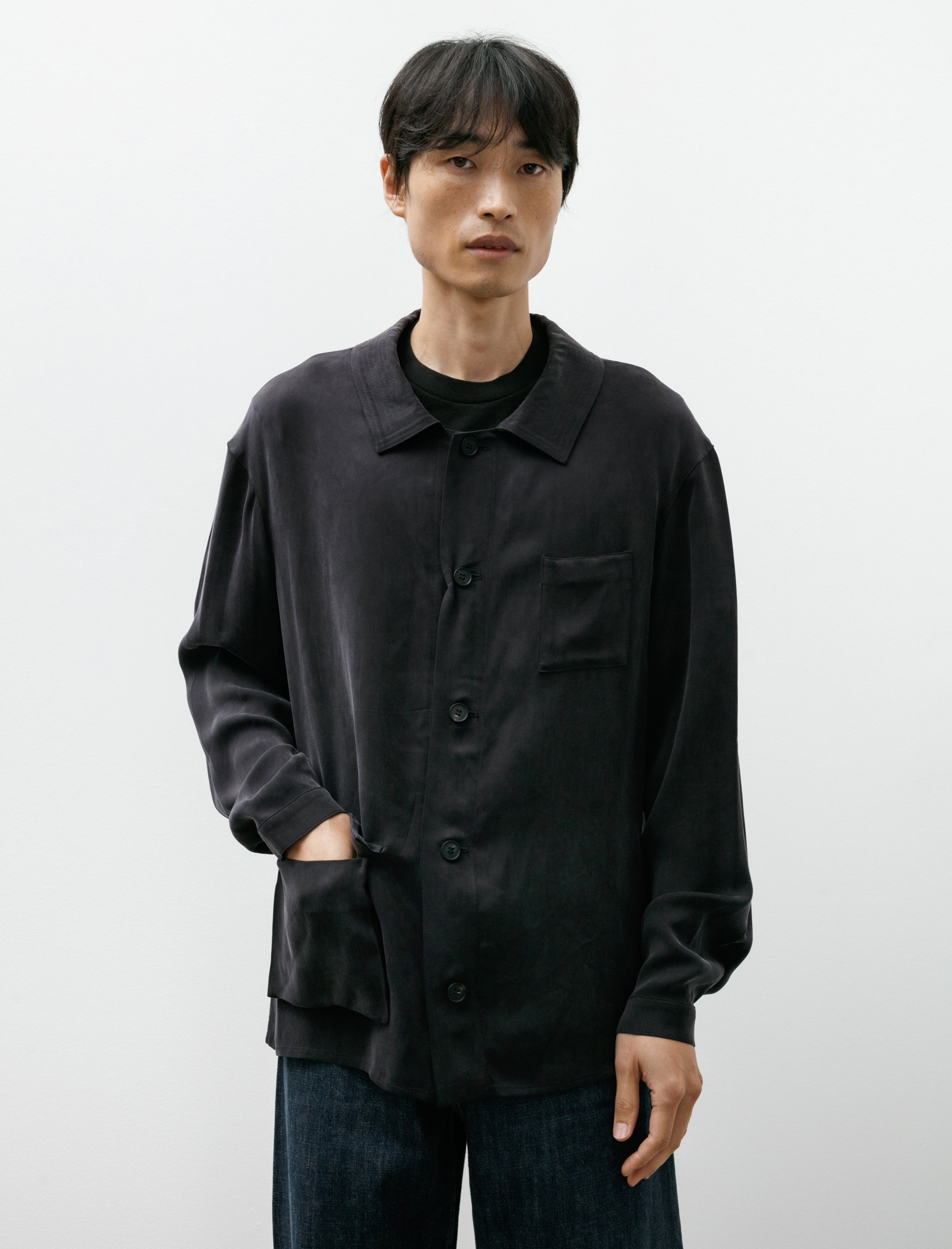 Seya Le Villaret Over Shirt Vintage Silky Cupro Black