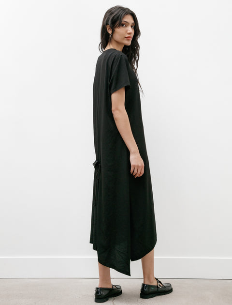 Y's by Yohji Yamamoto Short Sleeve Draped Dress Black