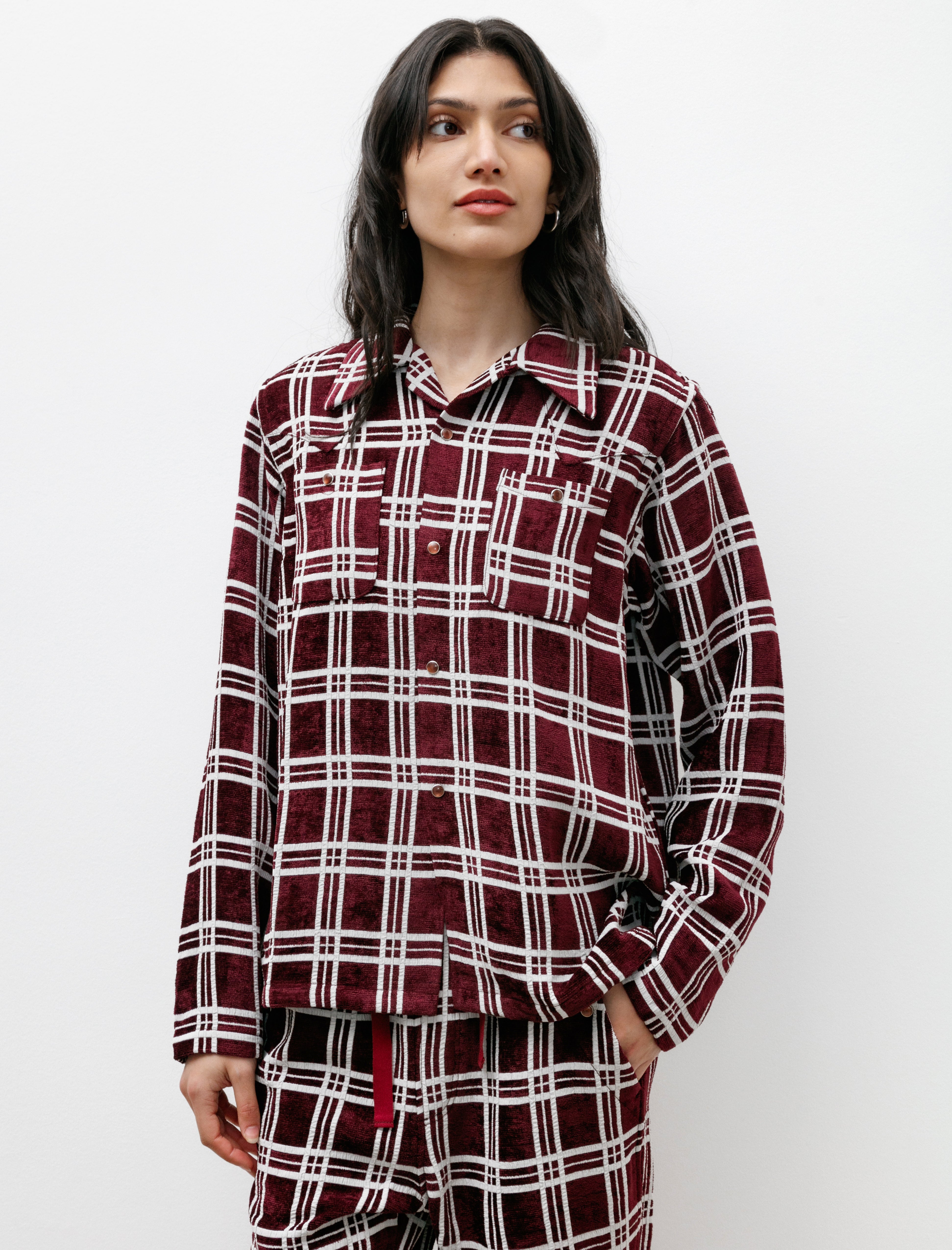 Needles Cowboy One Up Shirt Mall Plaid Bordeaux