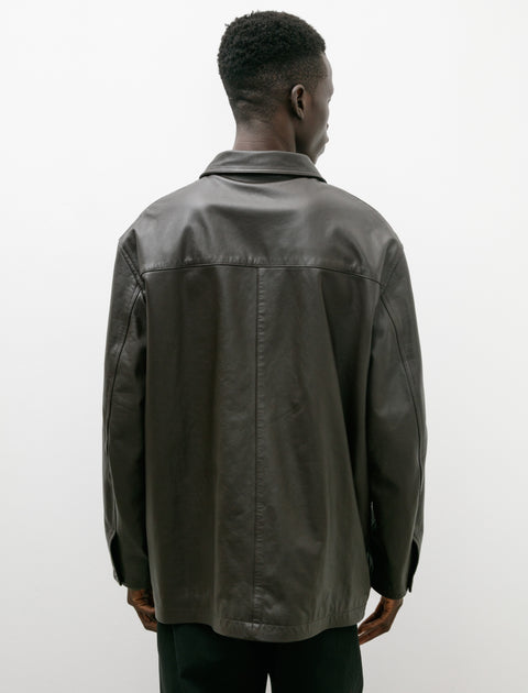 Lemaire Relaxed Jacket Leather Dark Brown