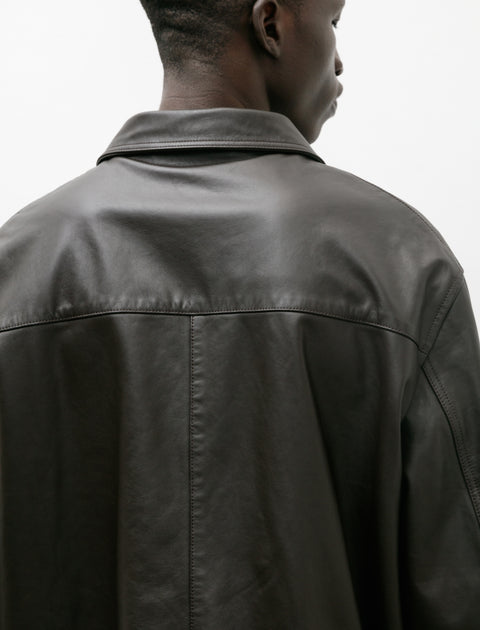Lemaire Relaxed Jacket Leather Dark Brown