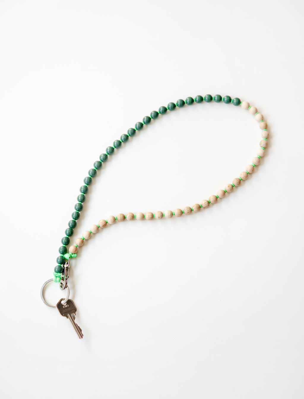 Ina Seifart Perlen Long Keychain in Light Grey/Neon Yellow/Opal