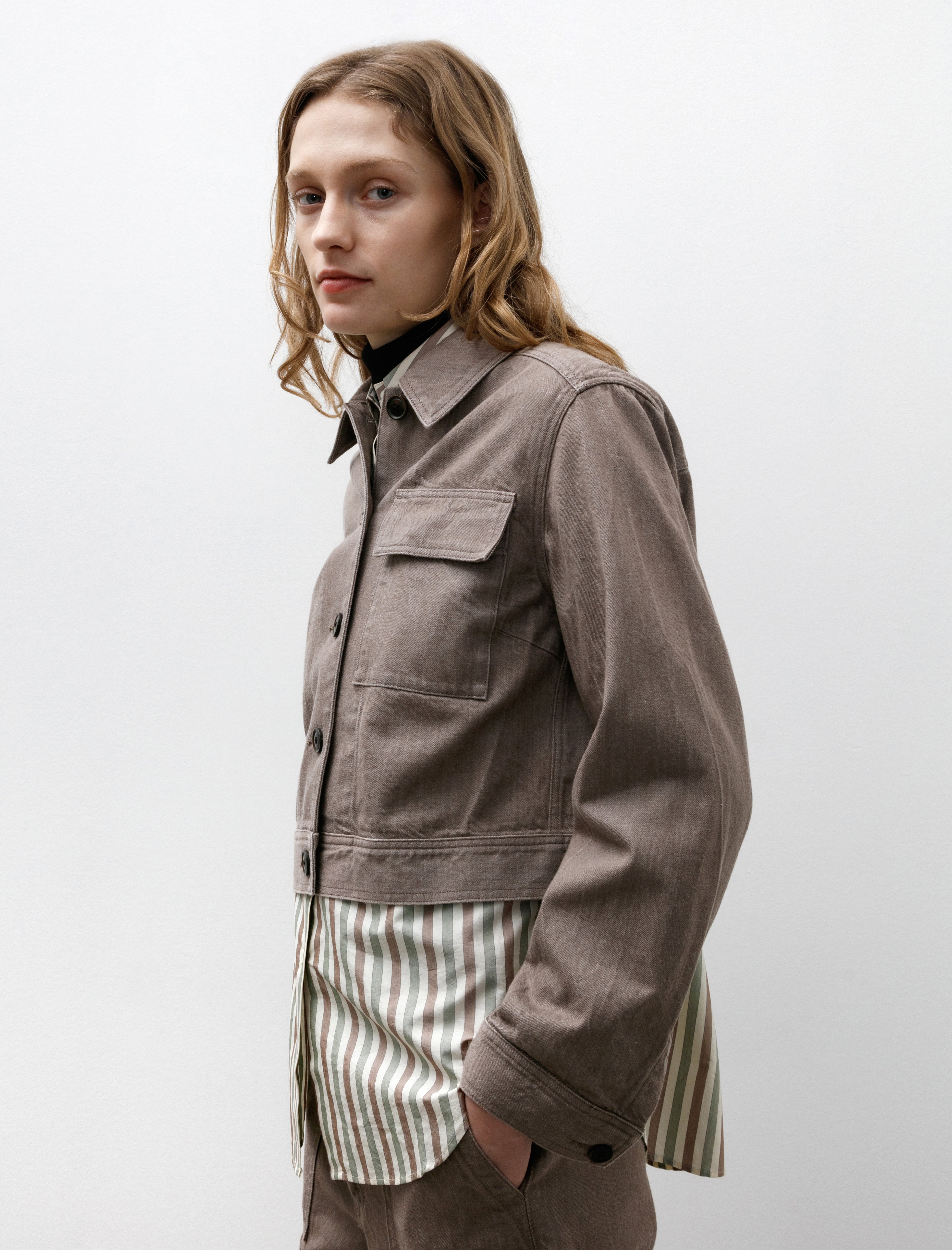 Ernie Palo Denim Short Blouson Beige