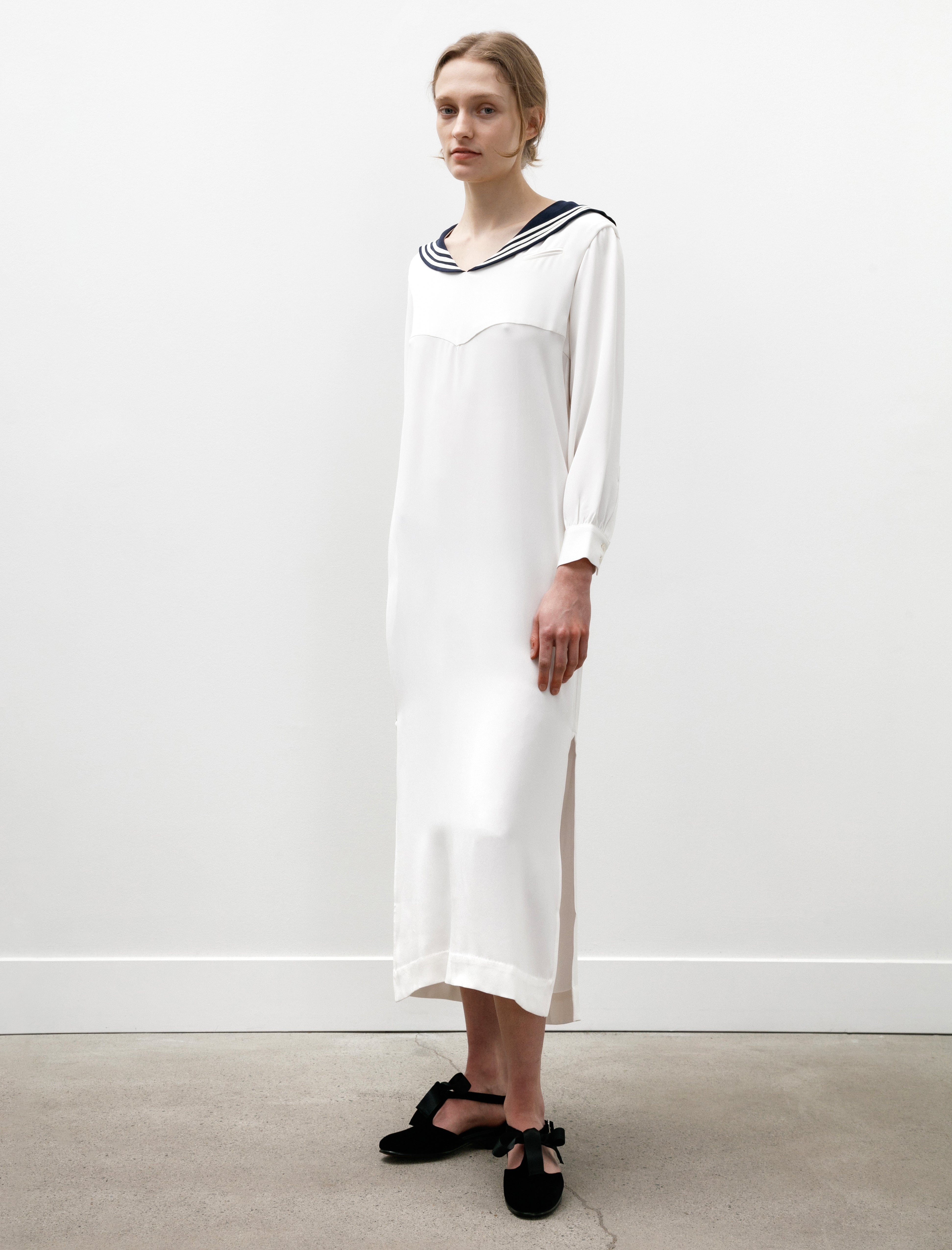 Bode Cricket Dress Cream Silk Twill