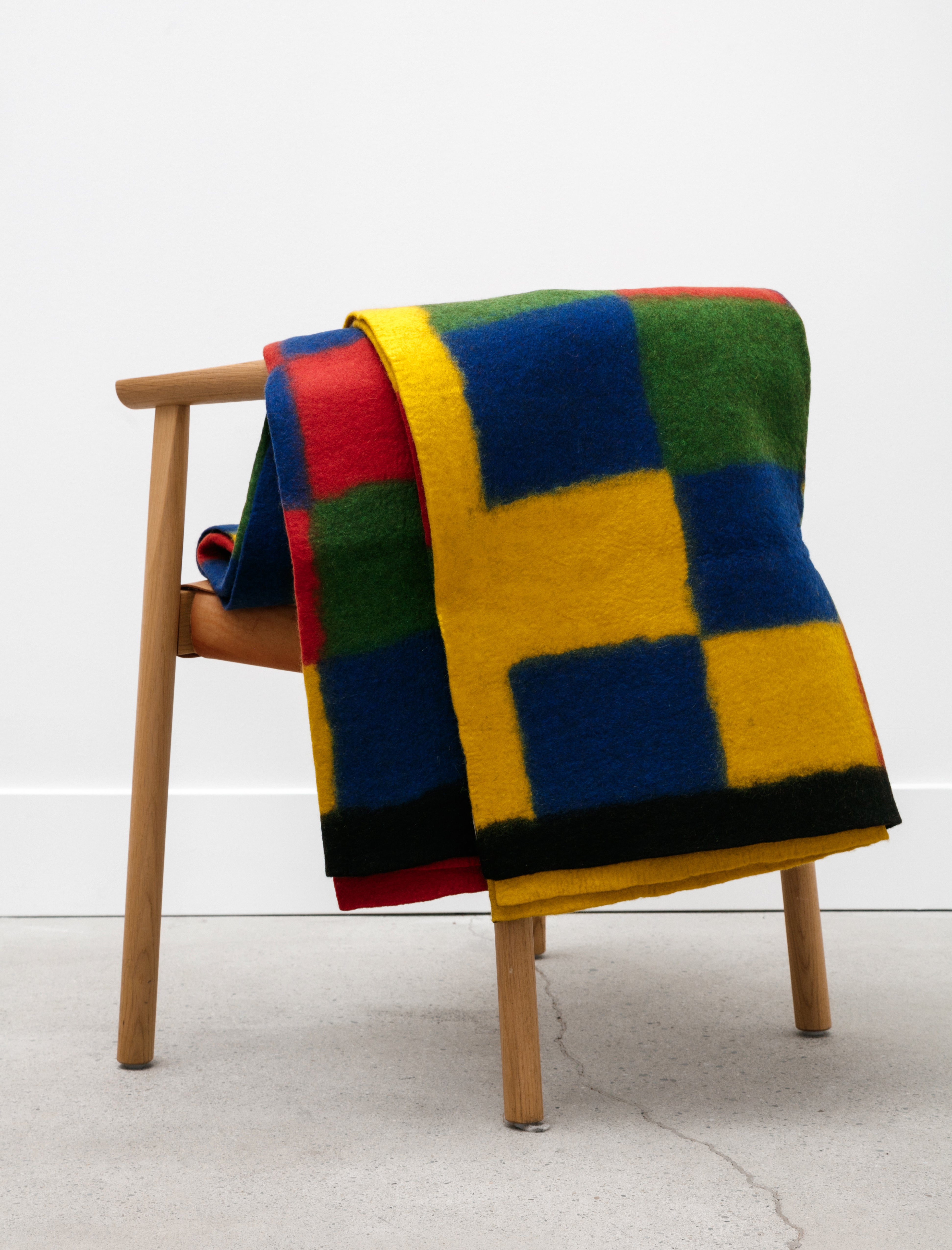 Norlha Felt Chequered Bed Cover Yellow Checkers