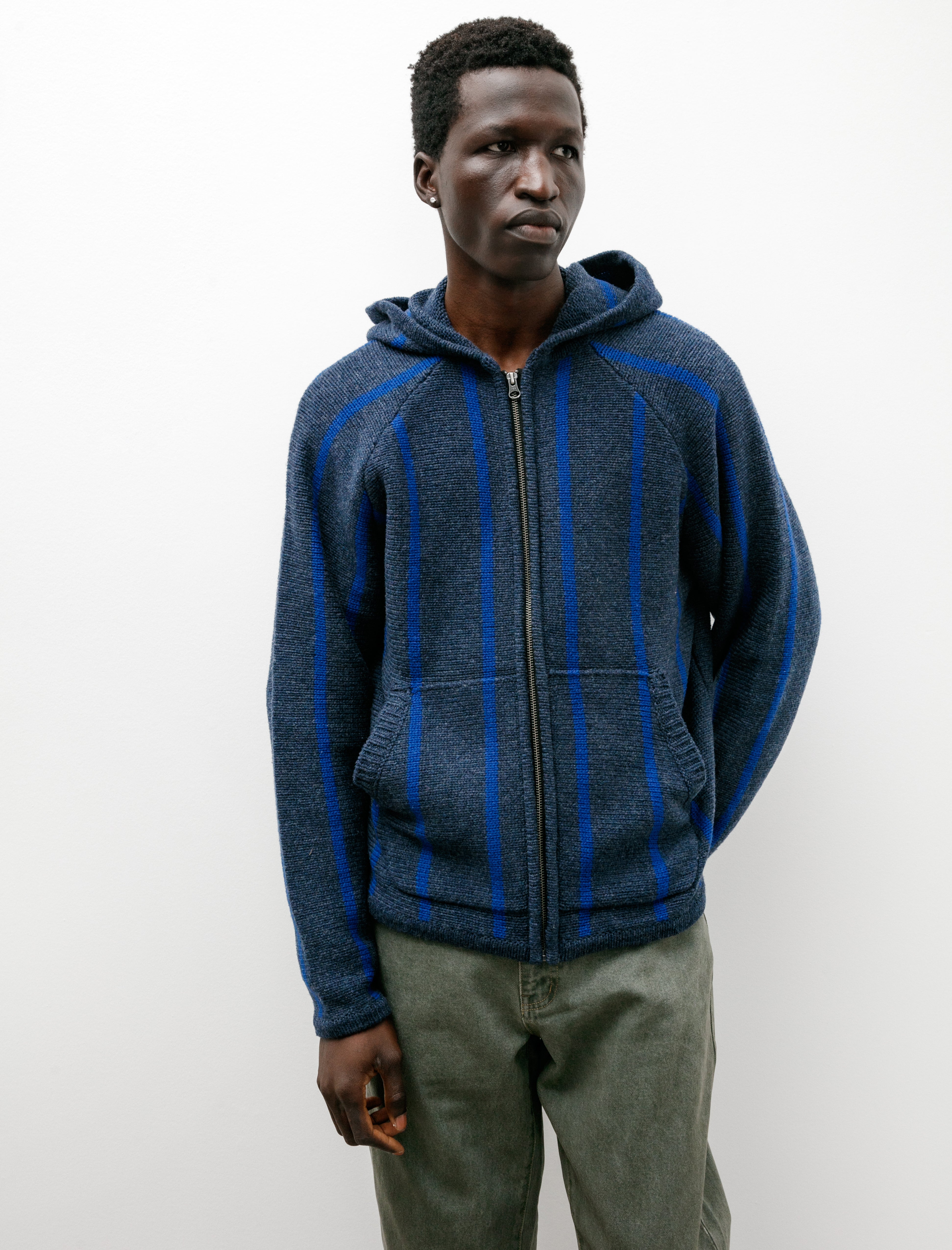 Adsum Wool Zip DR Blue Stripe