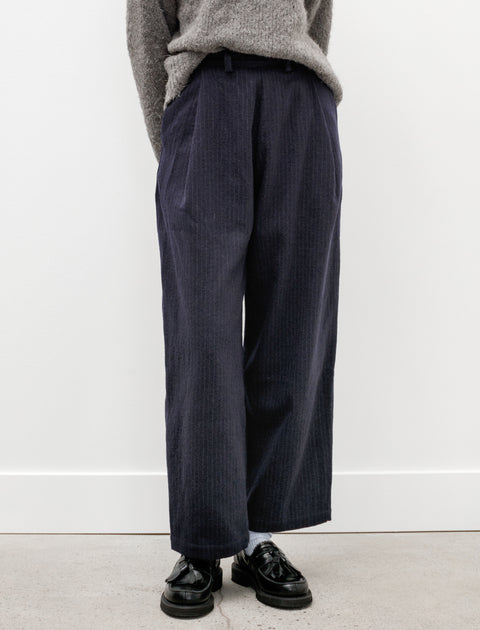 Cawley Georgia Trousers Pinstriped Japanese Wool Navy