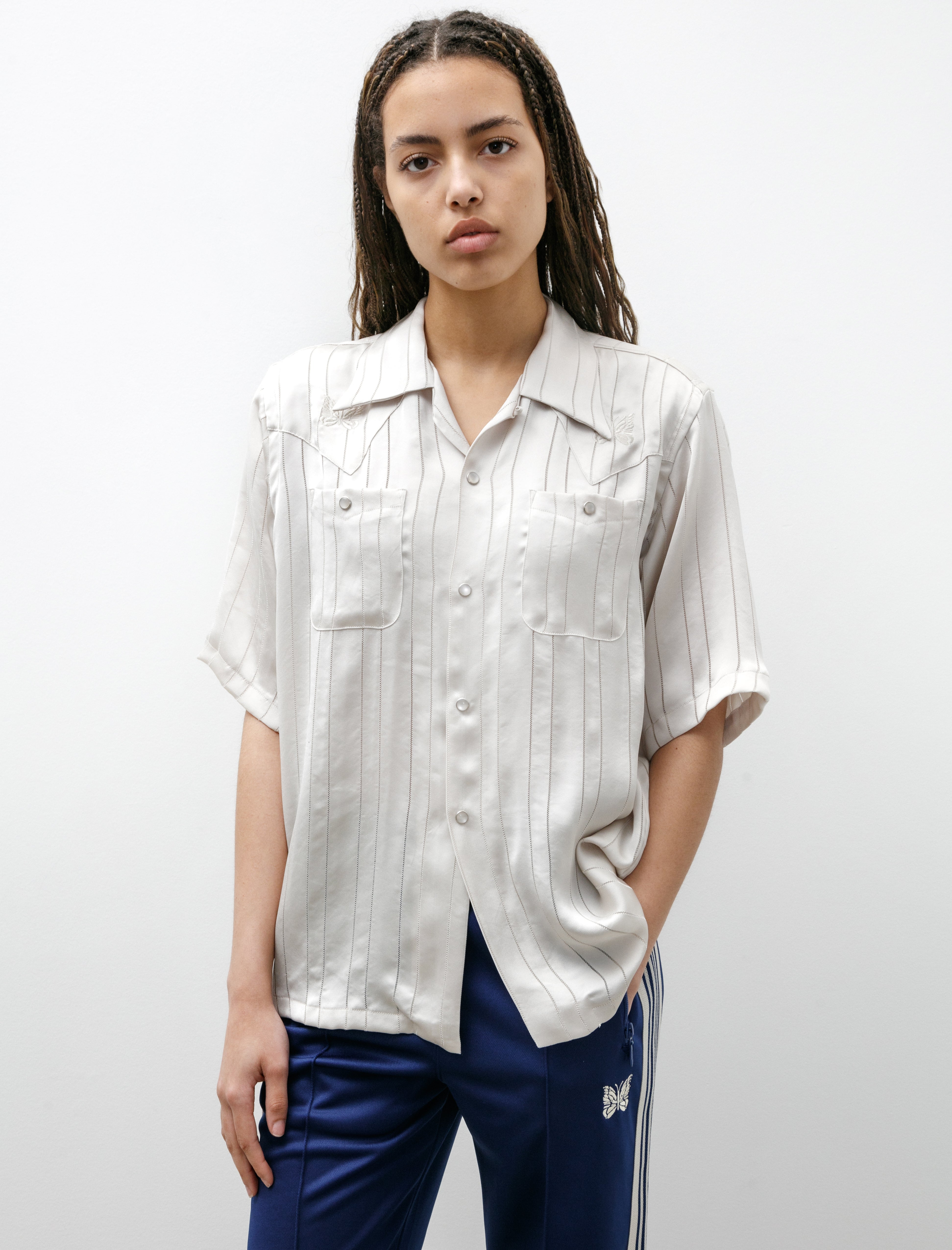 Needles Cowboy 1 Up Shirt Beige Georgette