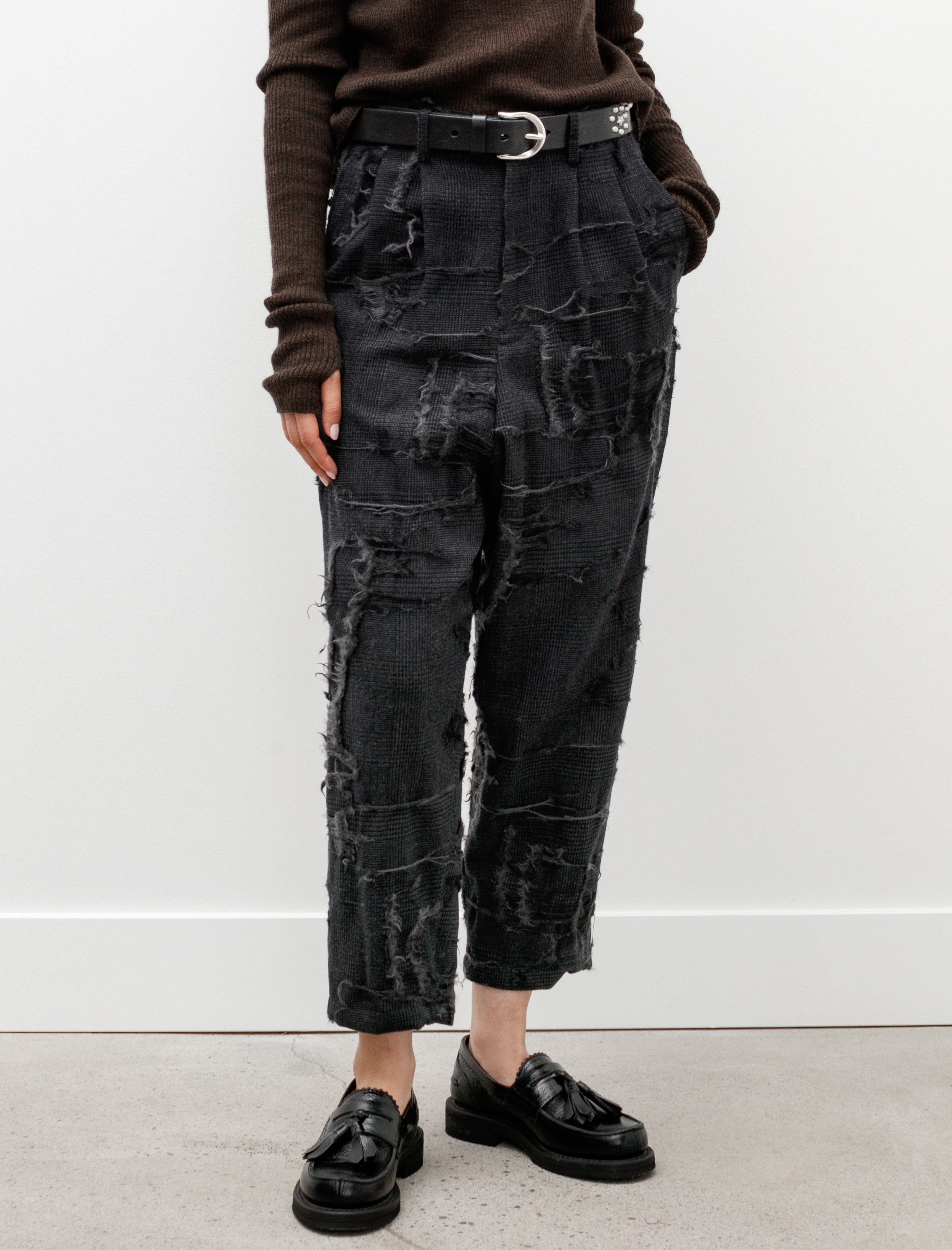 Y's by Yohji Yamamoto Tapered Raw Edge Trousers Grey