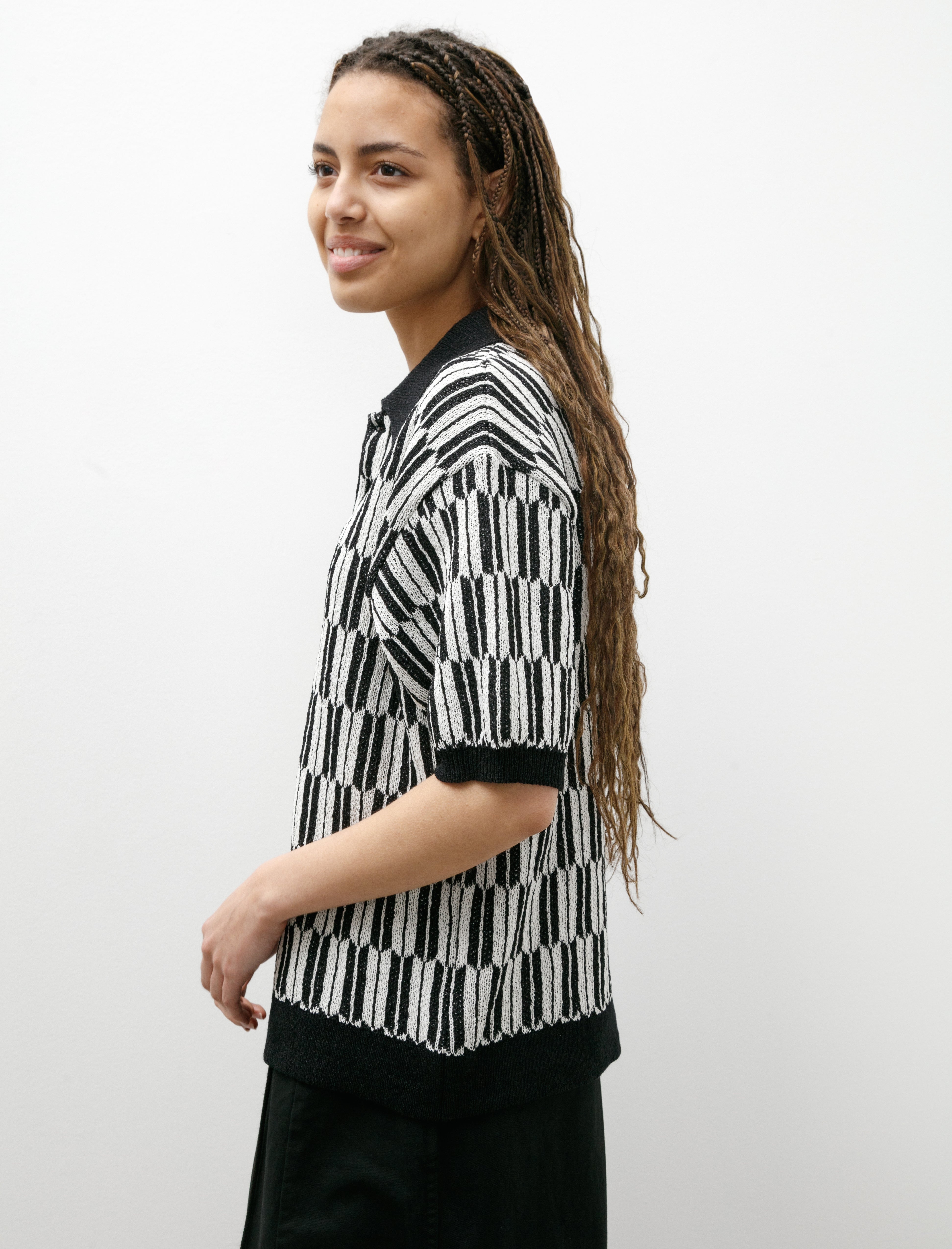 Needles Paper Polo Sweater B+W Arrow