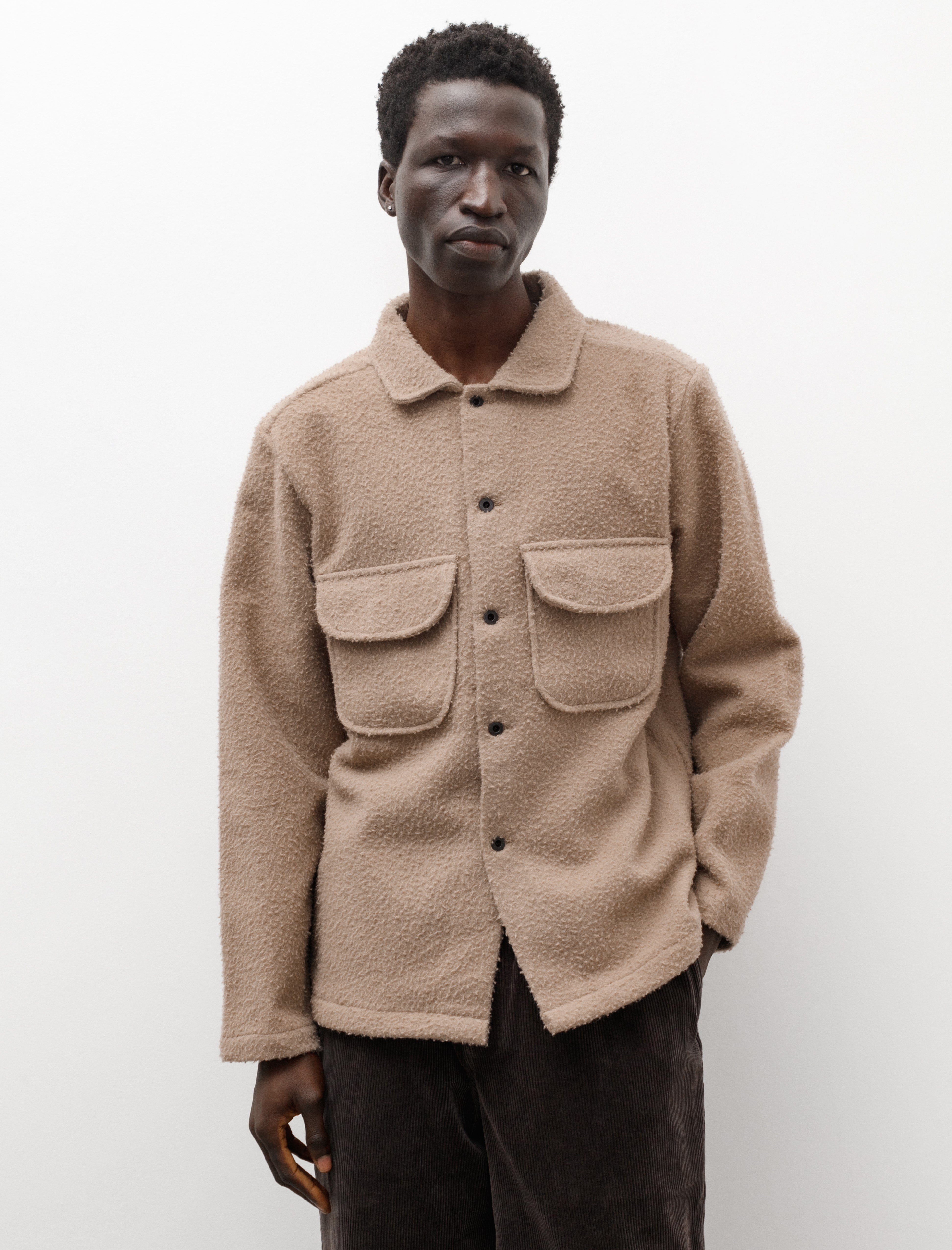 Evan Kinori Field Shirt Casentino Wool Sand