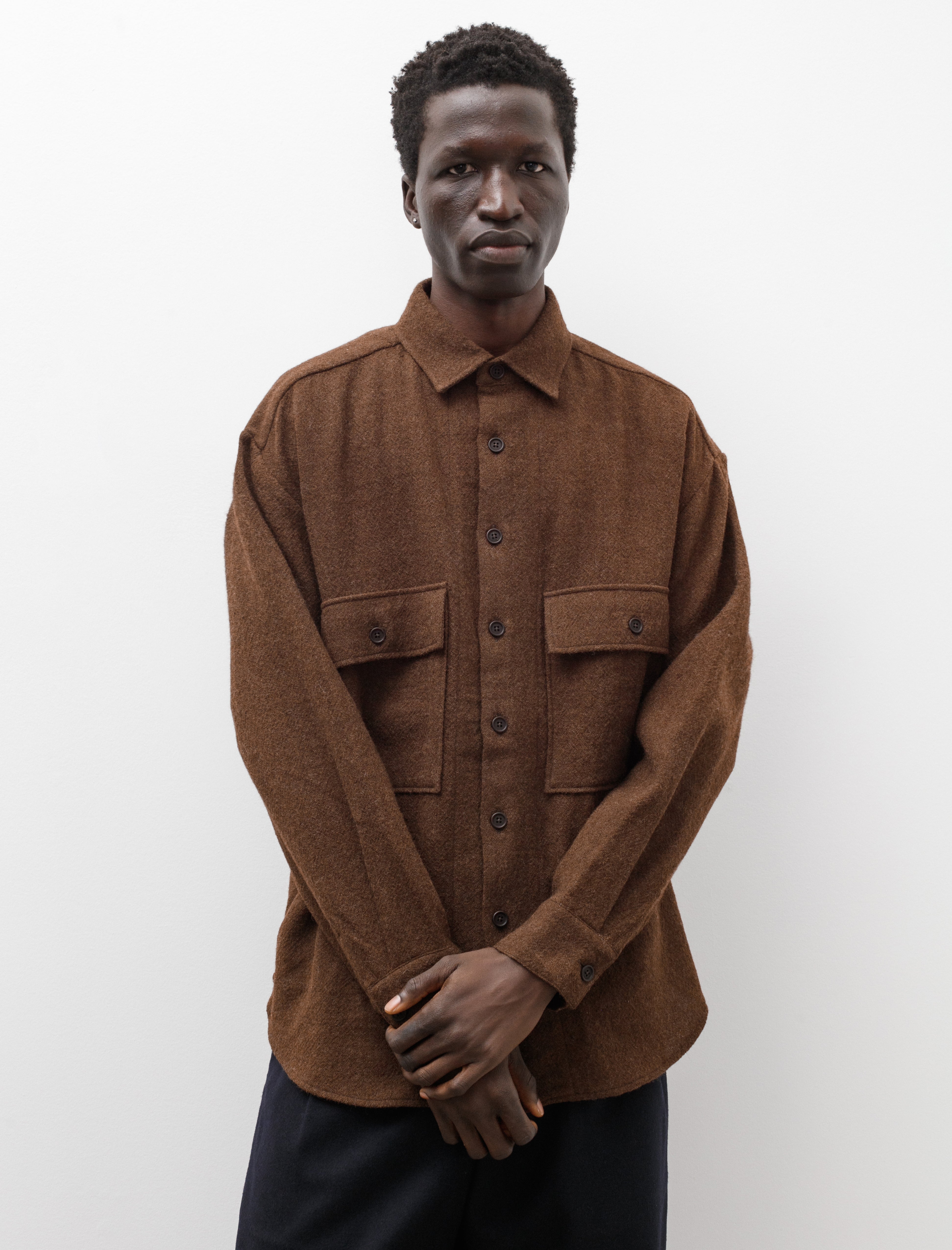 Evan Kinori Big Shirt Lightweight Wool Gauze Rust