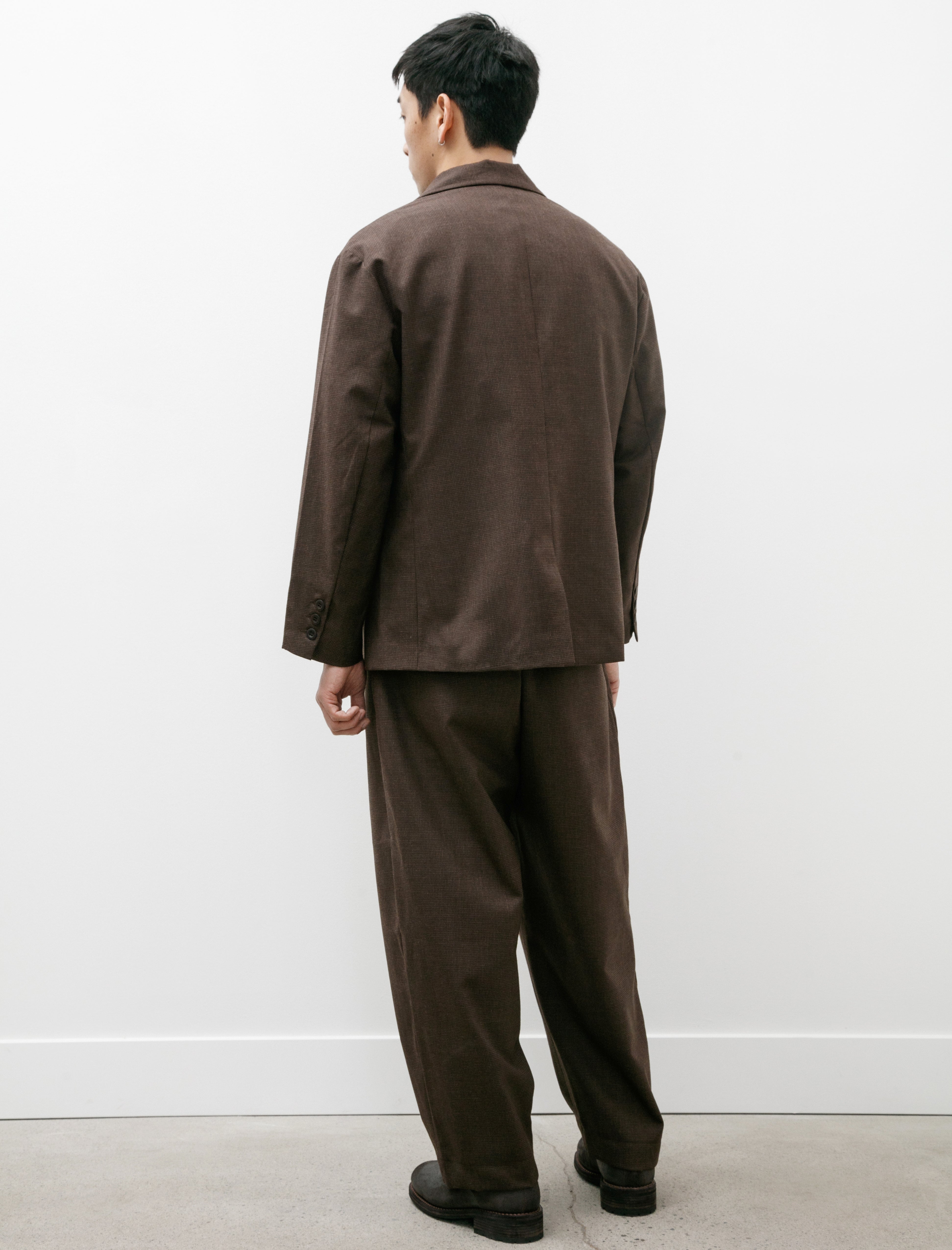 Evan Kinori Three Button Jacket Fox Worsted Wool Puppytooth