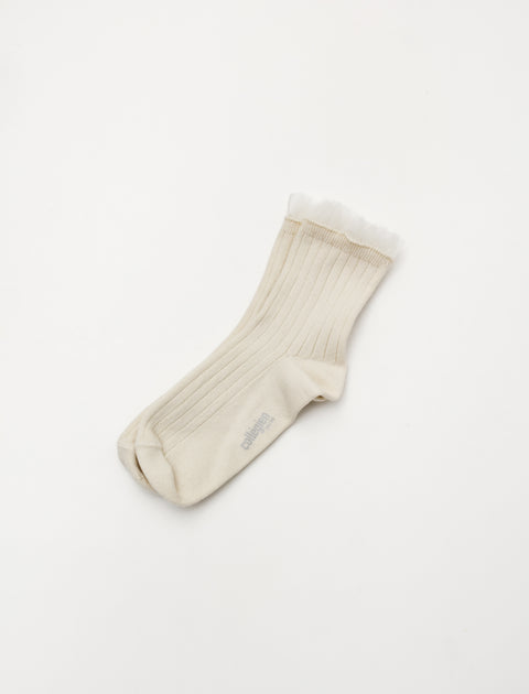 Collegien Margaux Tulle Socks Doux Agneau White