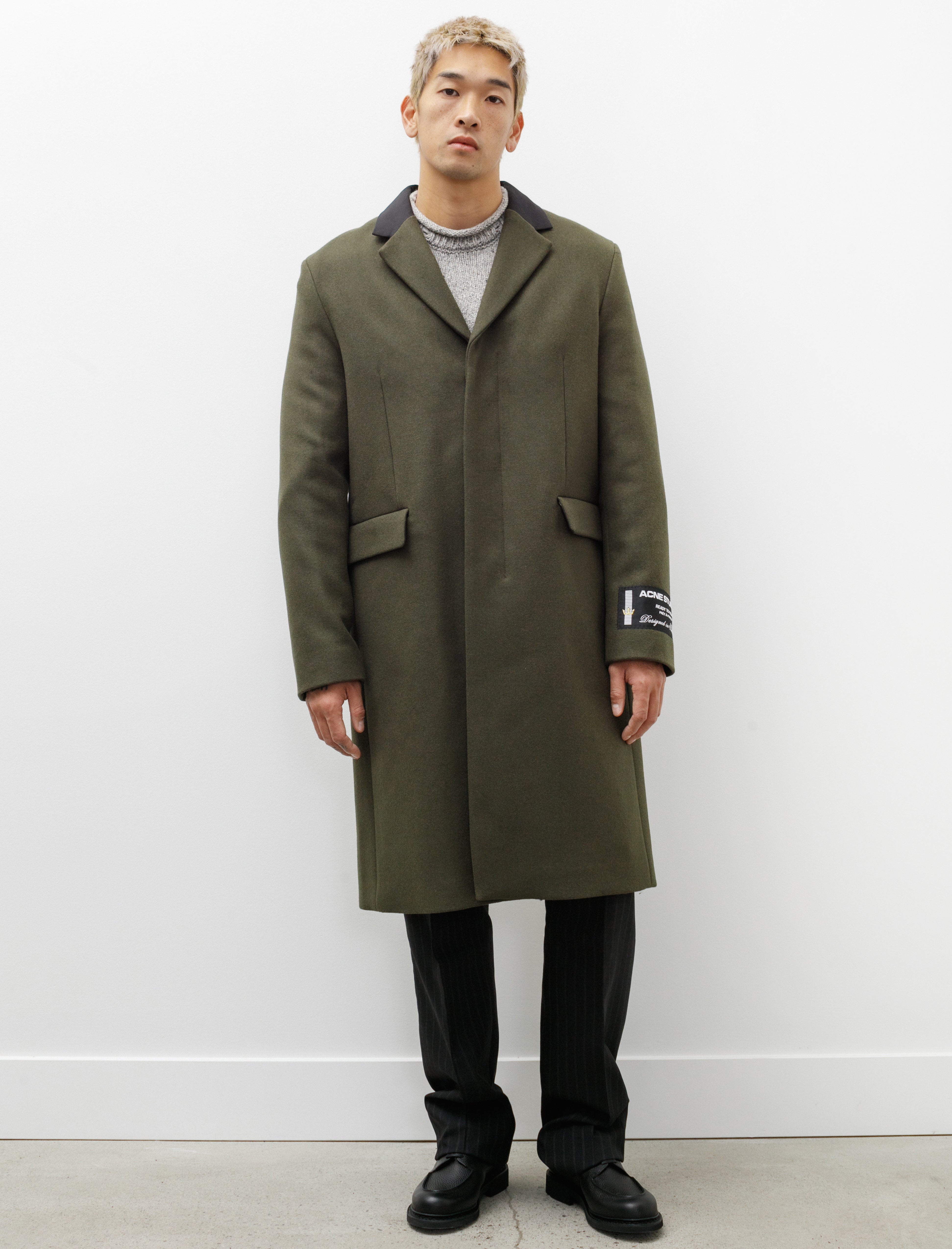 Acne Studios Tailored Coat Wool Blend Green Melange