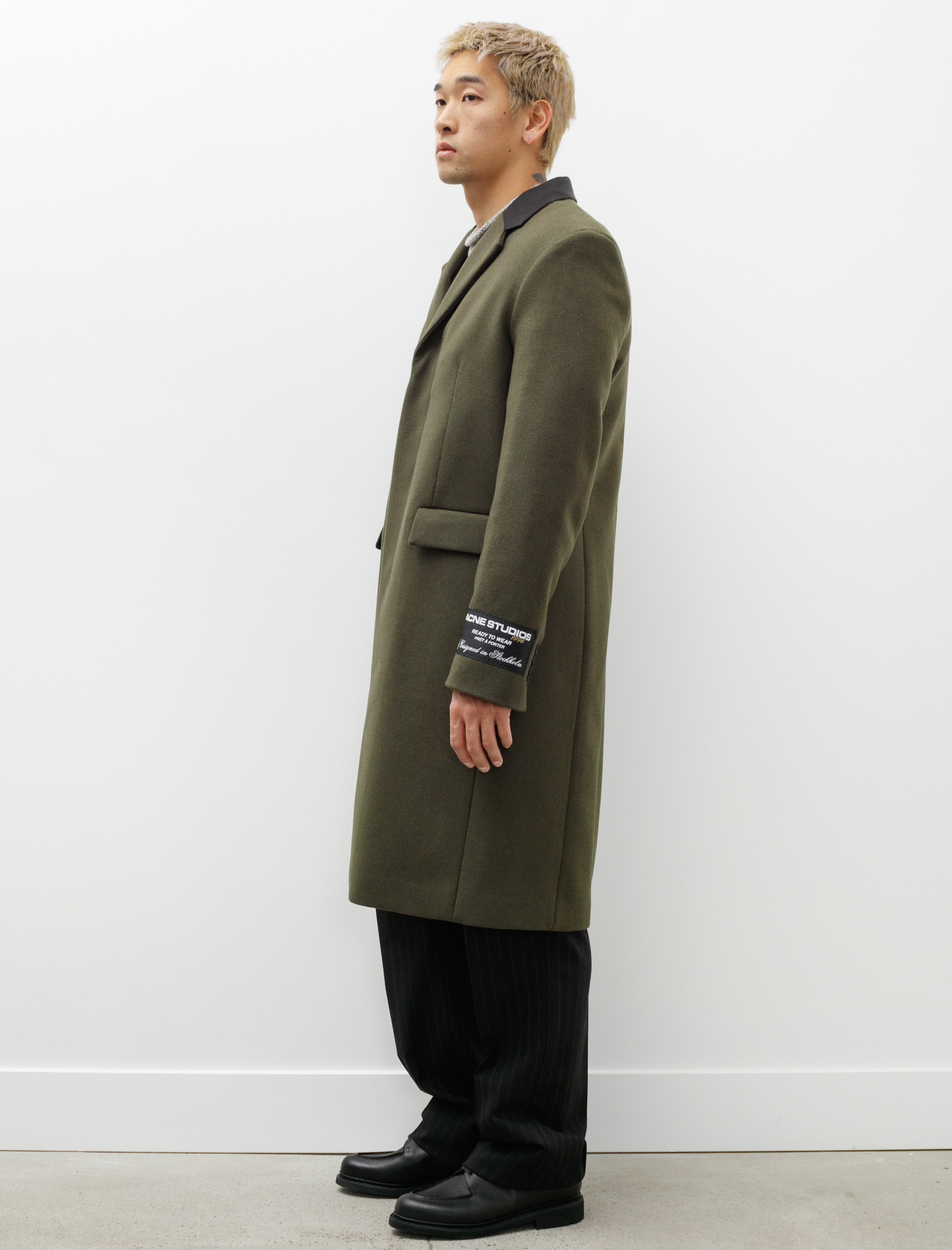 Acne Studios Tailored Coat Wool Blend Green Melange