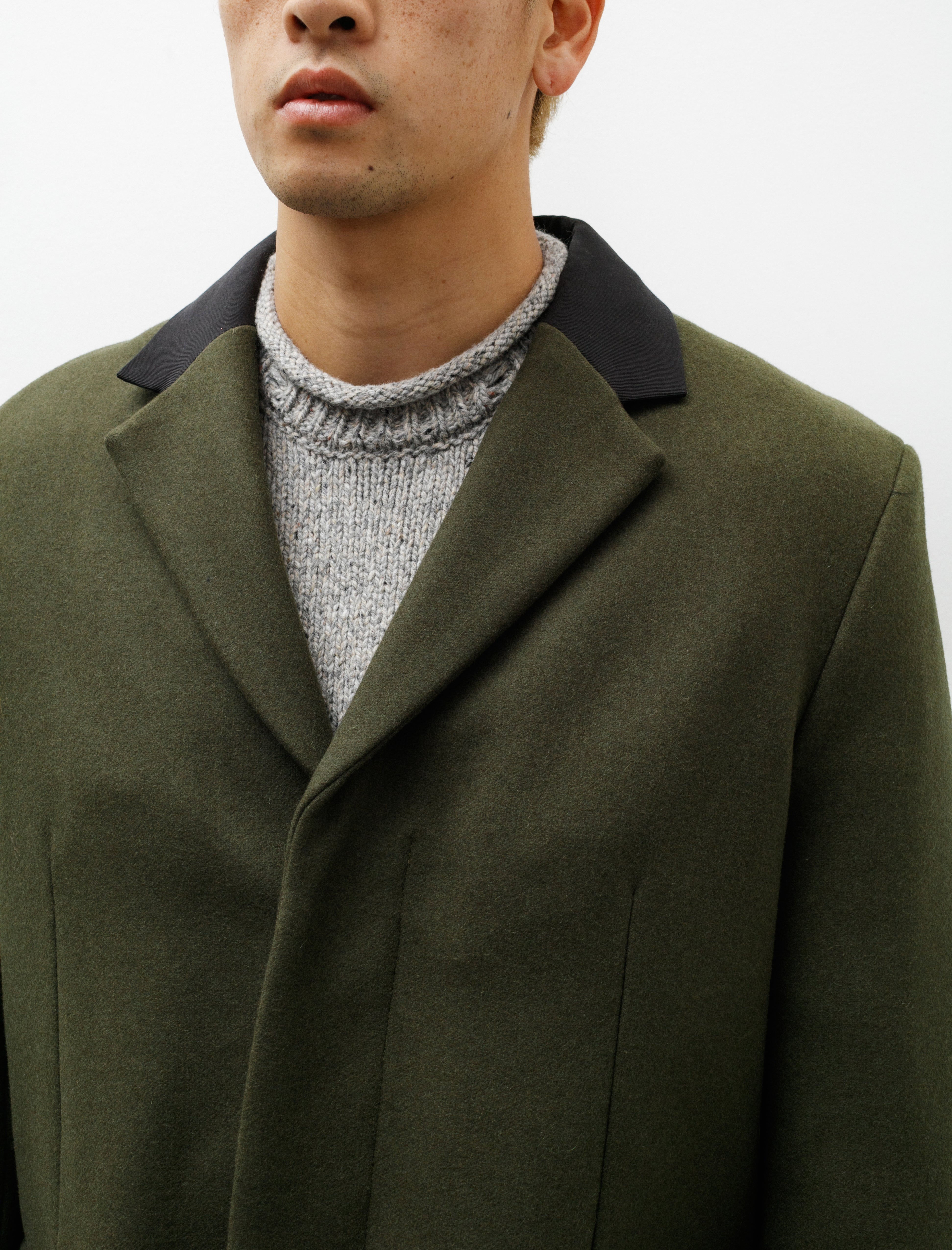 Acne Studios Tailored Coat Wool Blend Green Melange