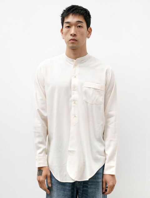 Taiga Takahashi Lot 104 Band Collar Shirt Cotton Rayon Ivory