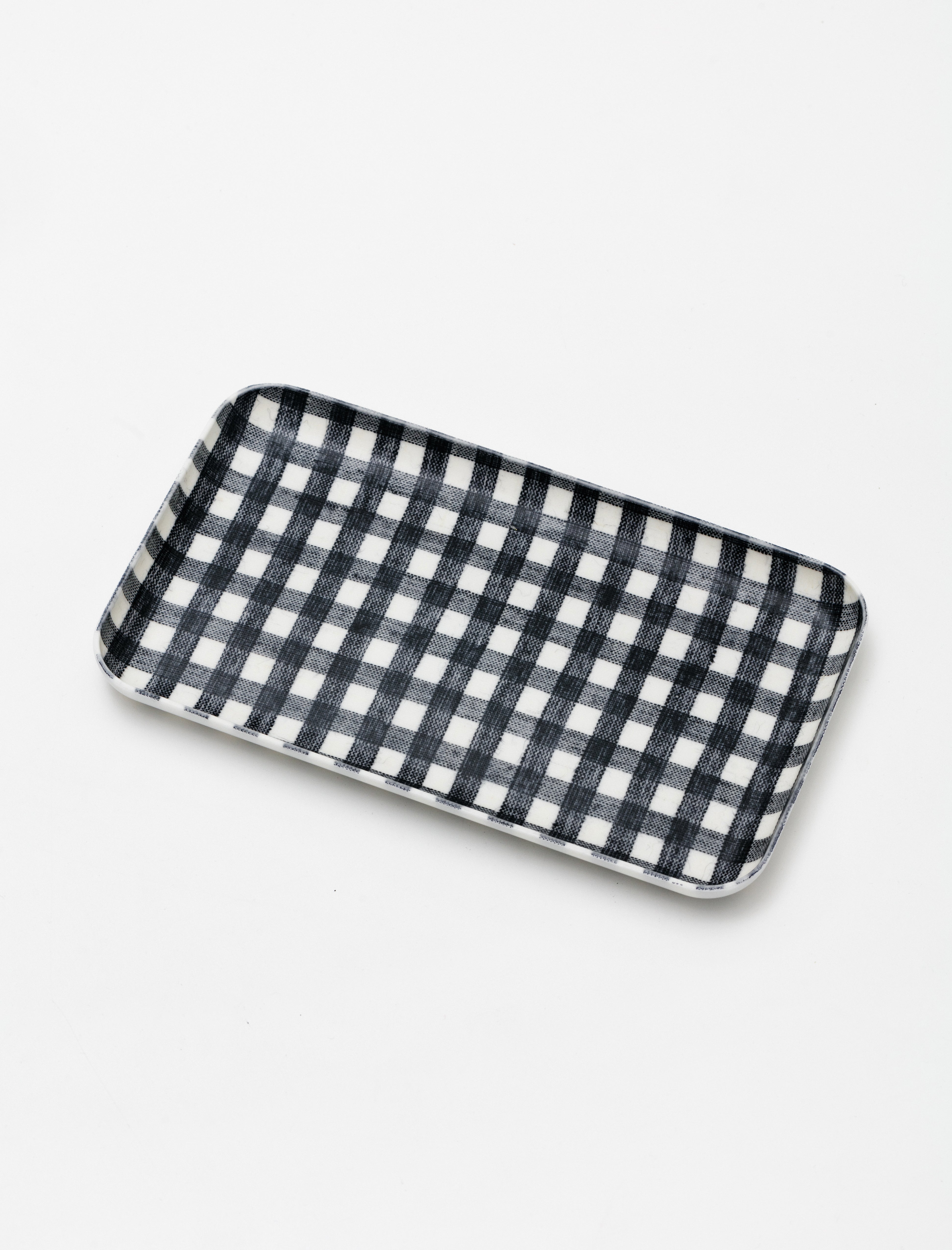 Fog Linen Linen Coating Tray (S) Navy White Check