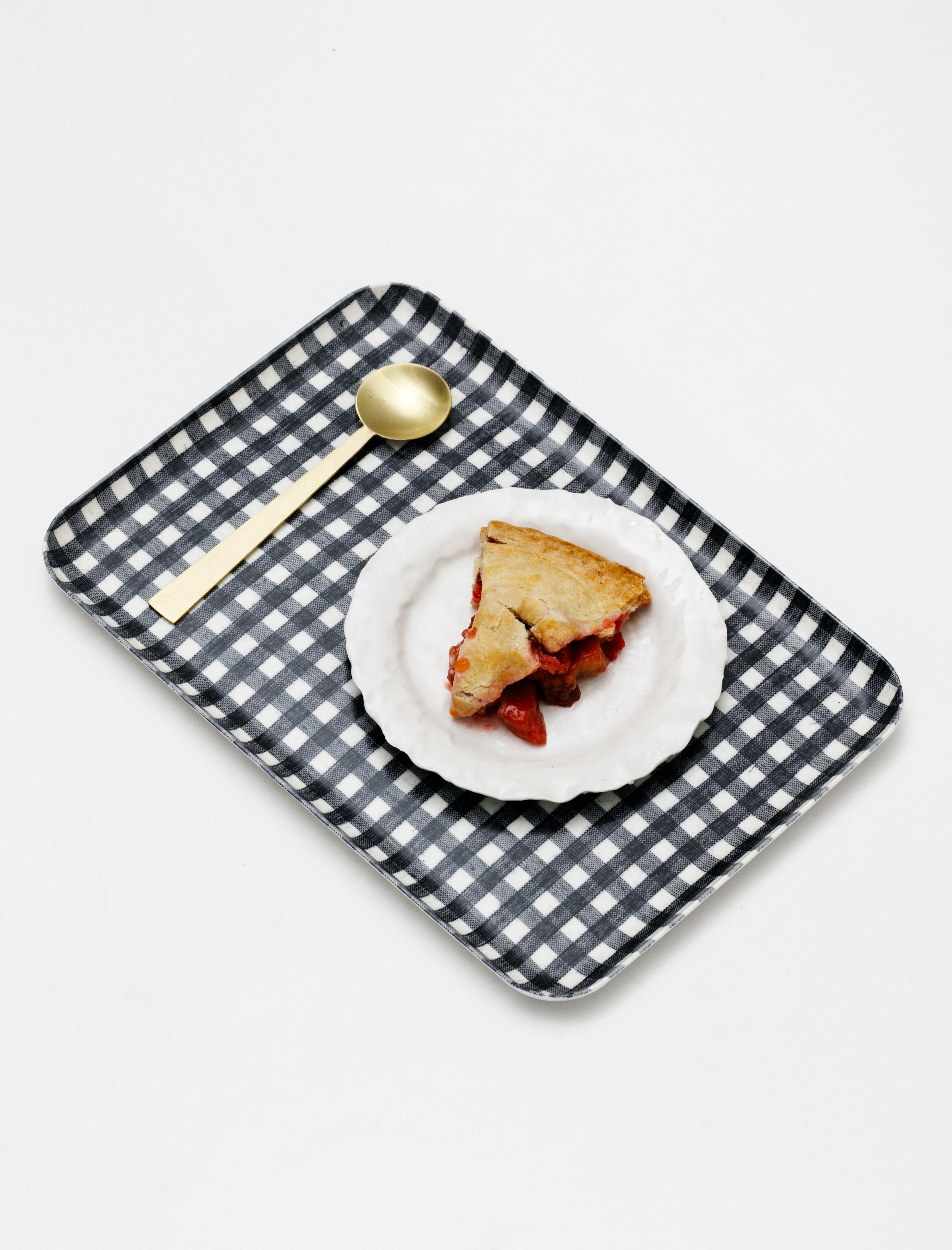 Fog Linen Linen Coating Tray (M) Navy White Check