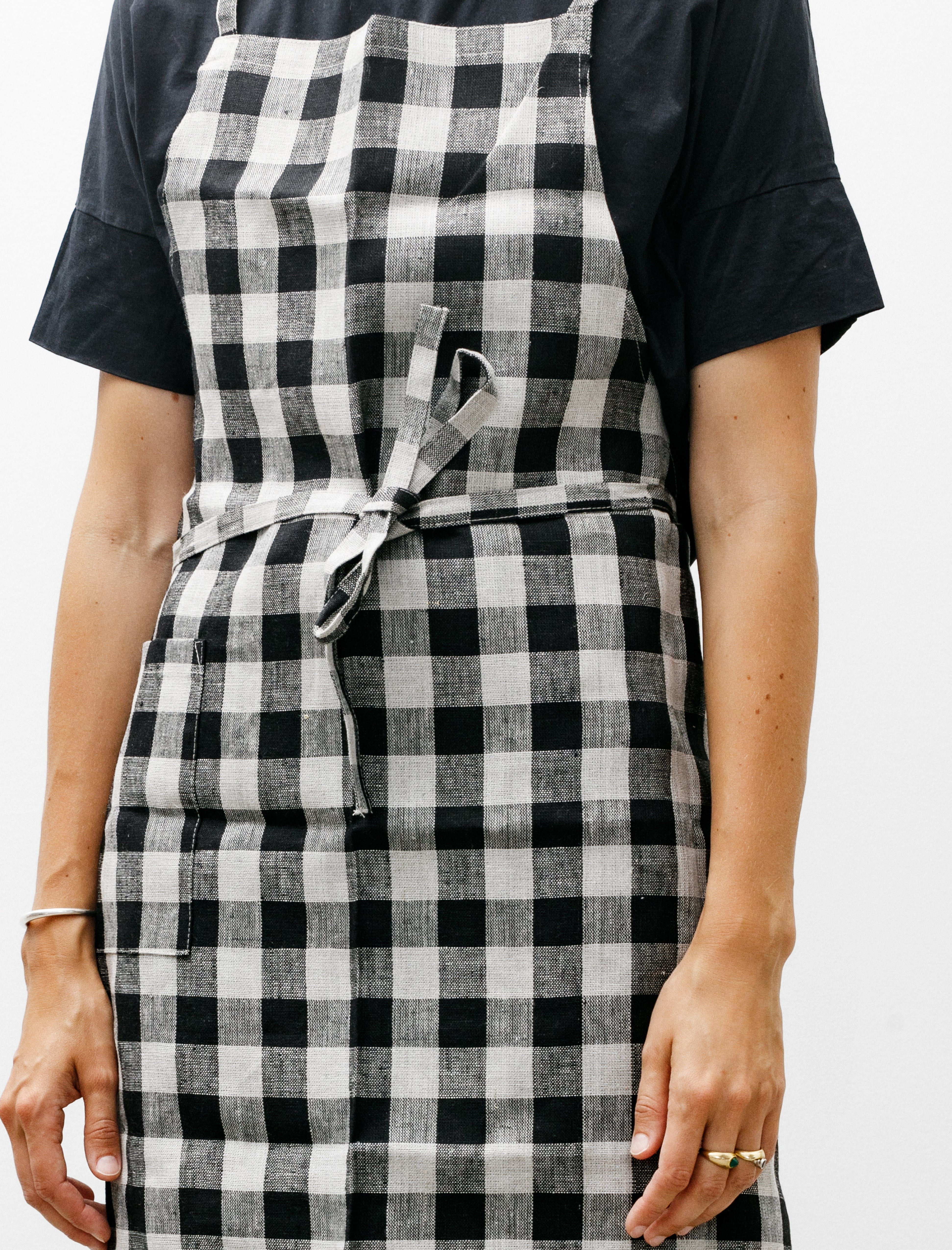 Fog Linen Linen Daily Full Apron Black Natural Check