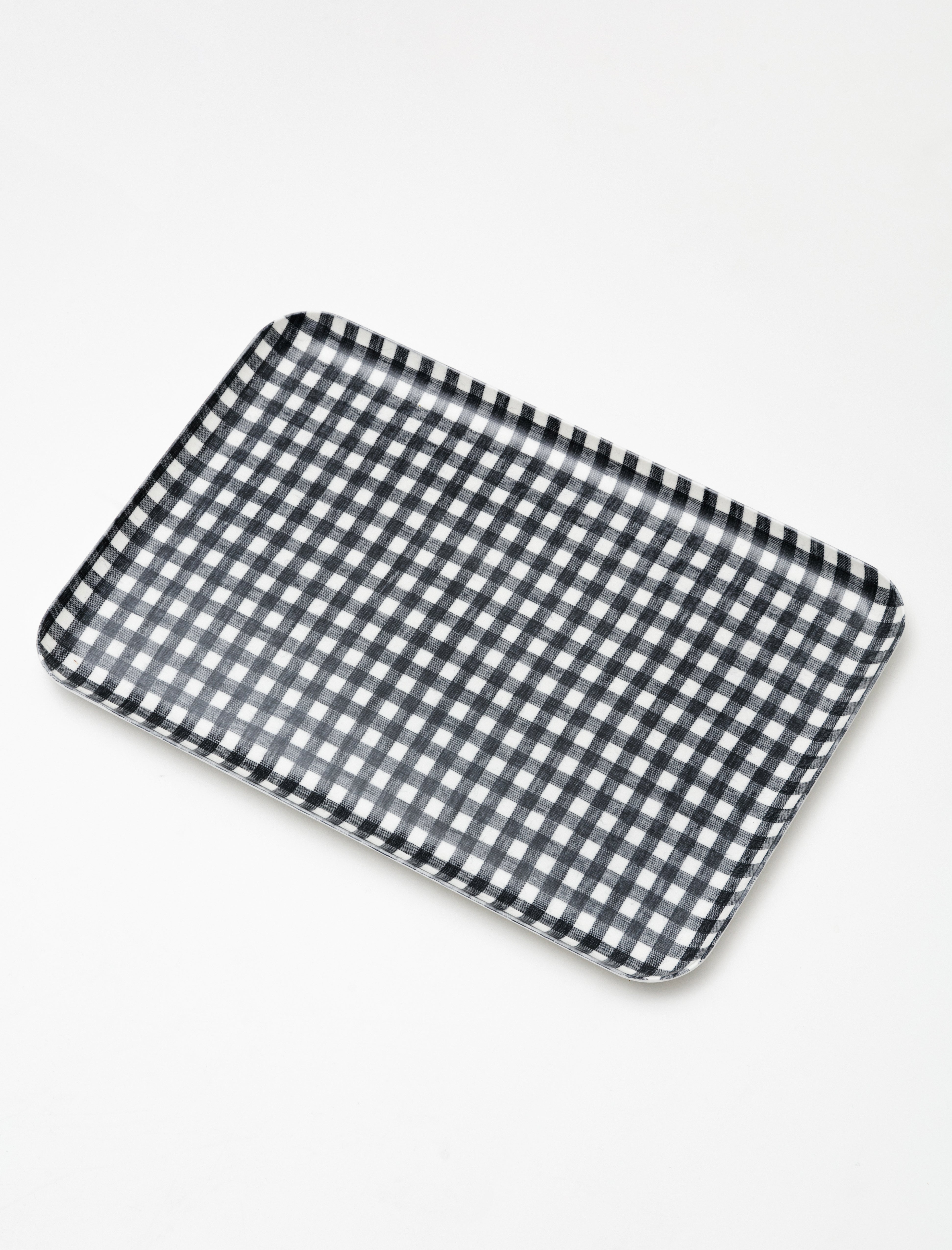 Fog Linen Linen Coating Tray (L) Navy White Check