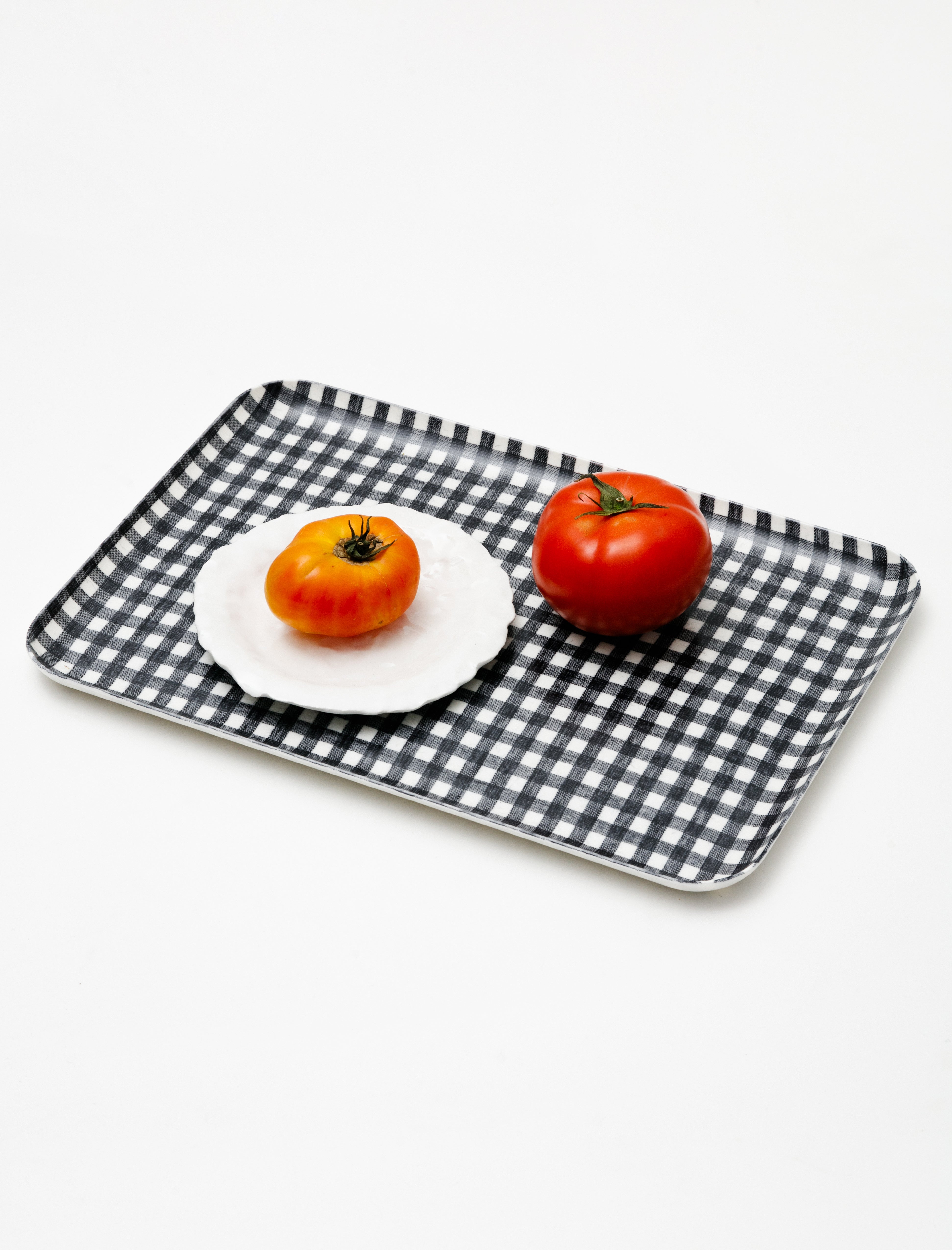 Fog Linen Linen Coating Tray (L) Navy White Check
