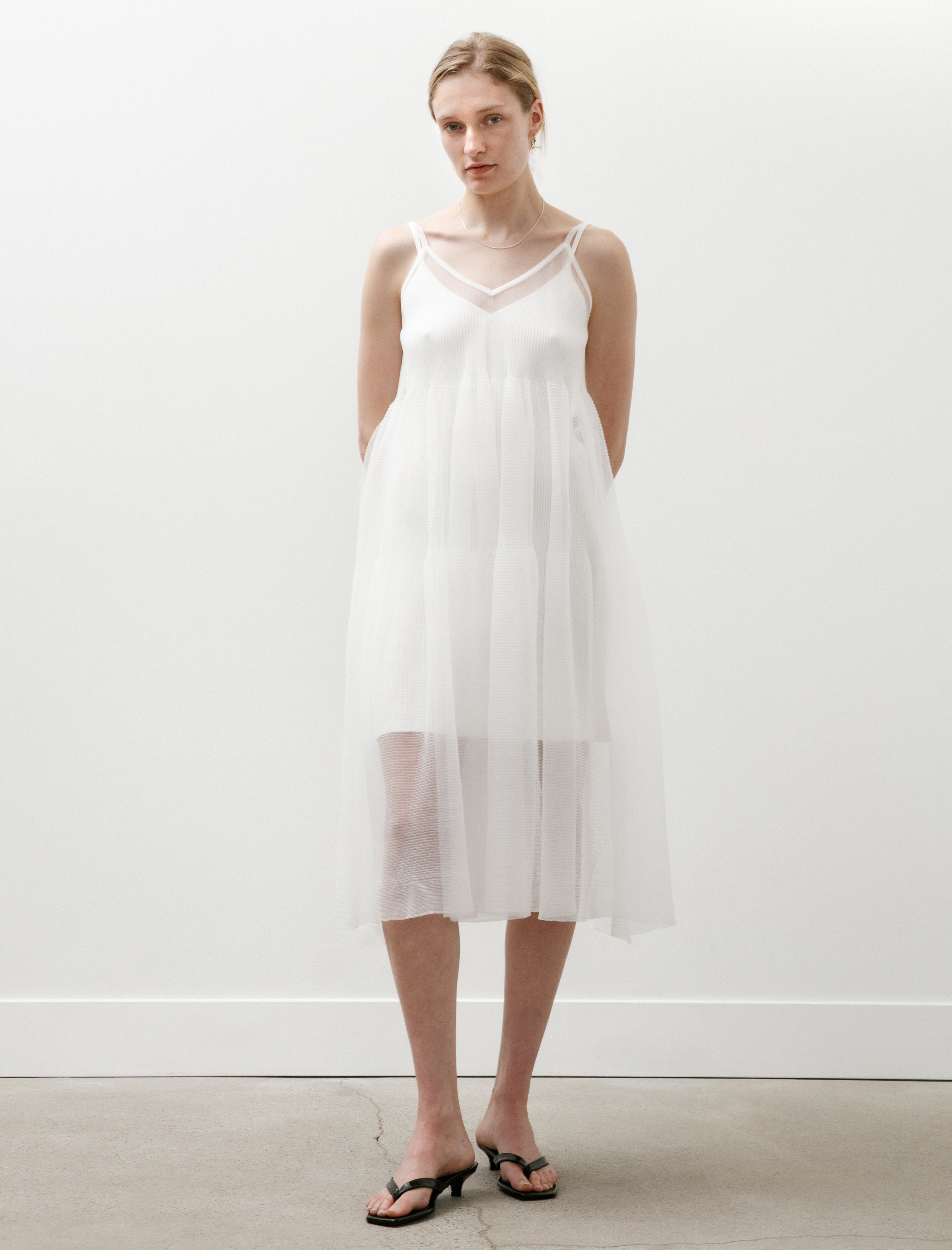 CFCL Cascades Lucent Camisole Dress White